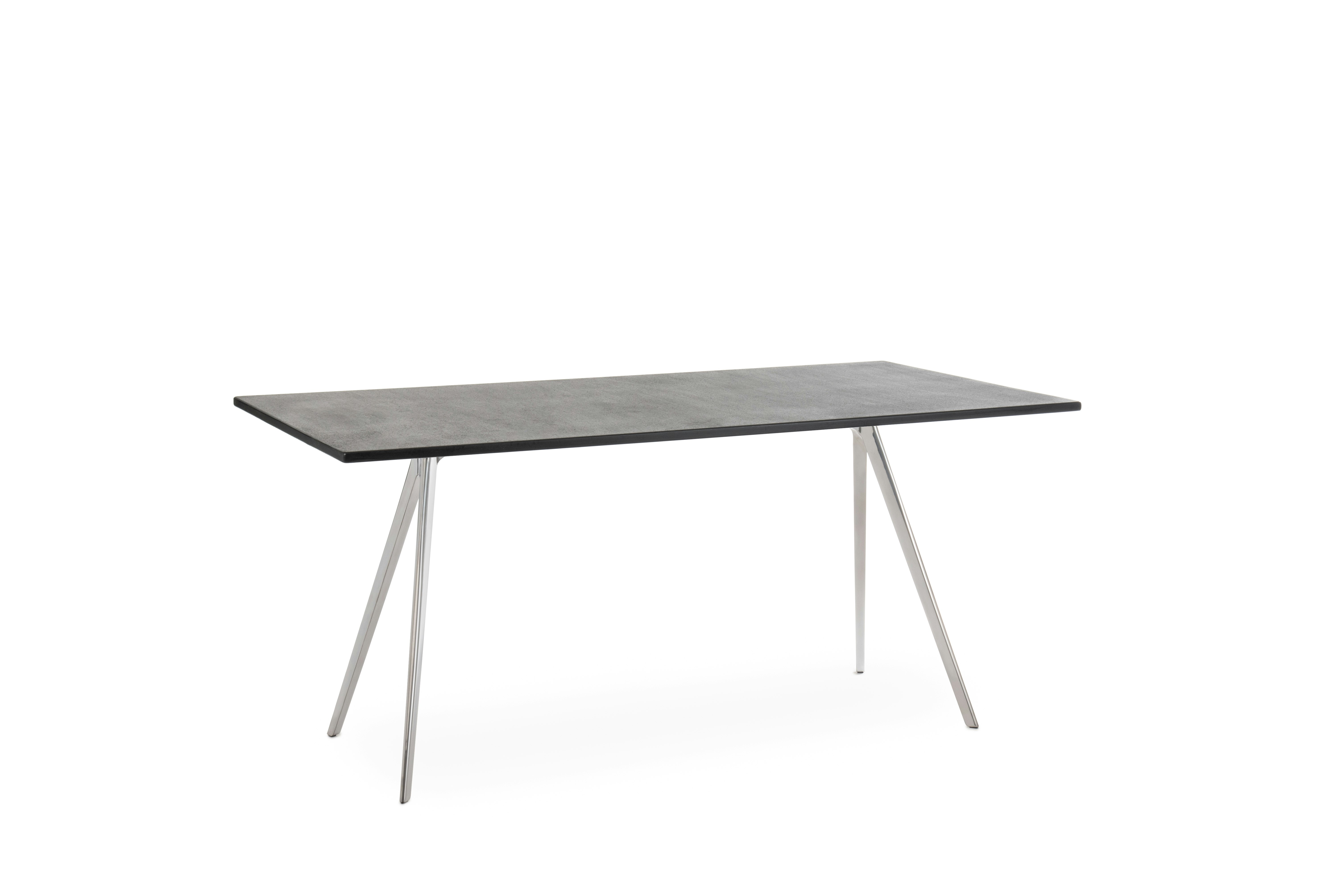 Baguette Table - 33 x 62,  Ardesia Slate and Polished Aluminum