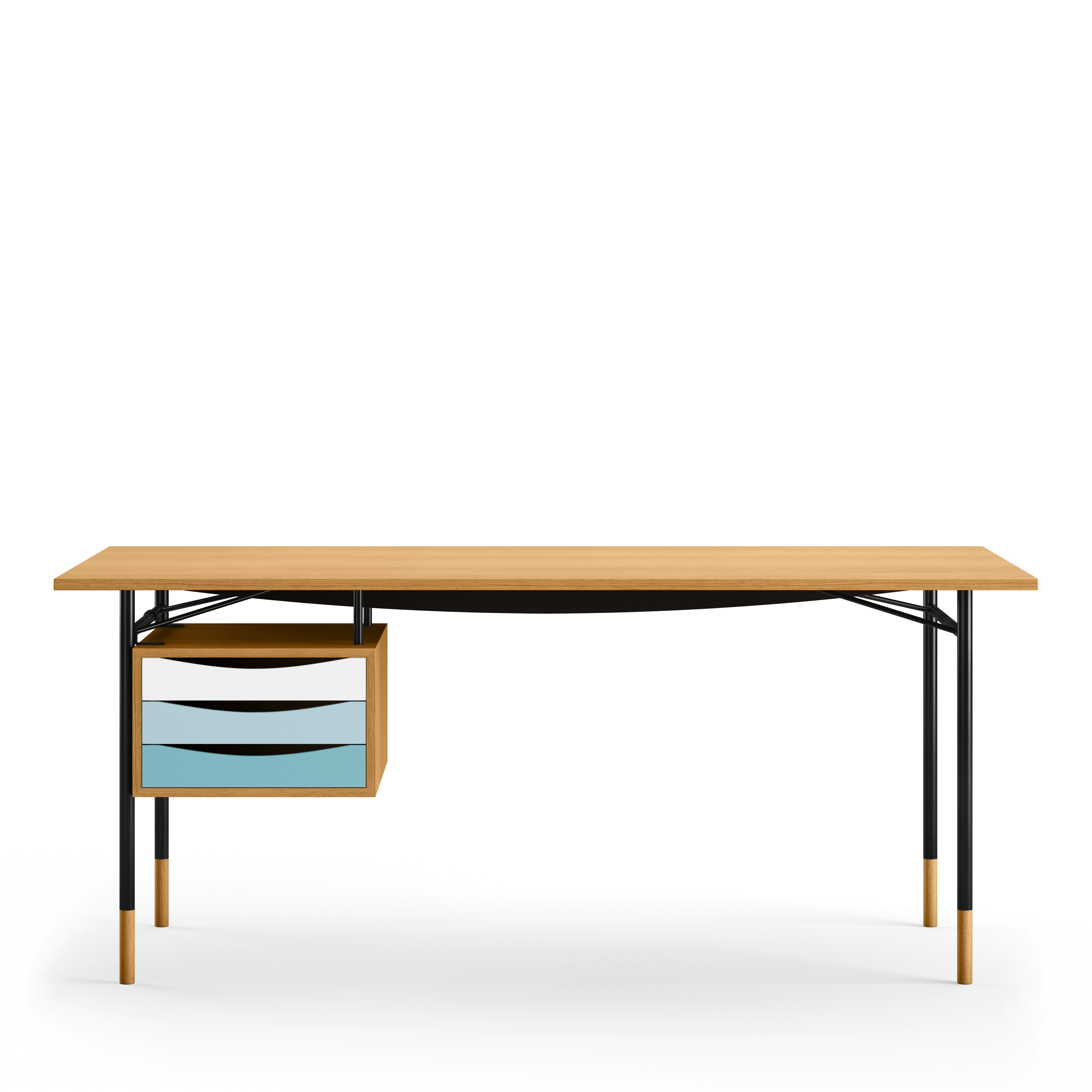 Nyhavn Desk - Dark Oiled Oak, Black, Cool Drawer