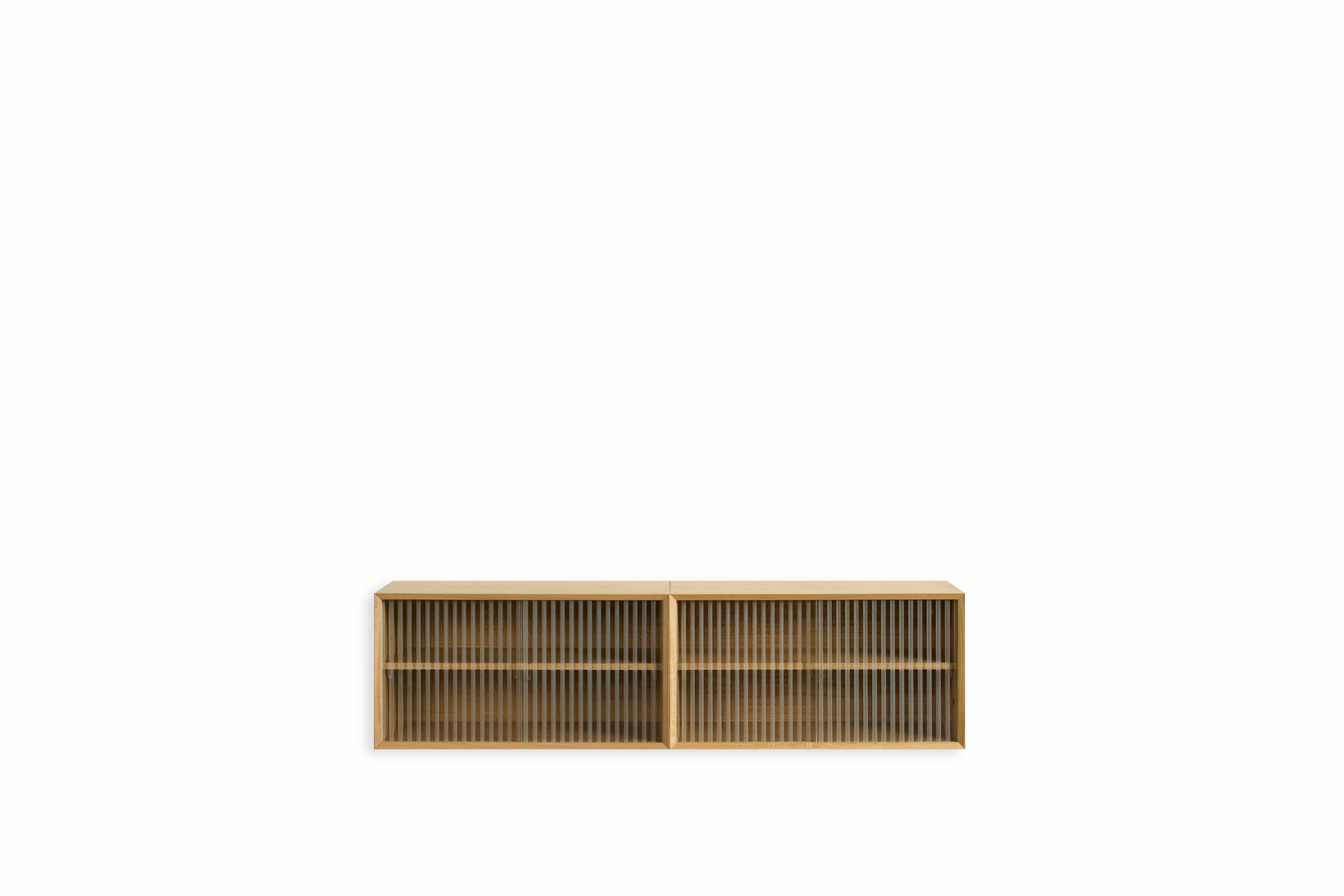 System Cado Sideboard - 2 Cabinets,  Oak,  Sliding Glass Doors
