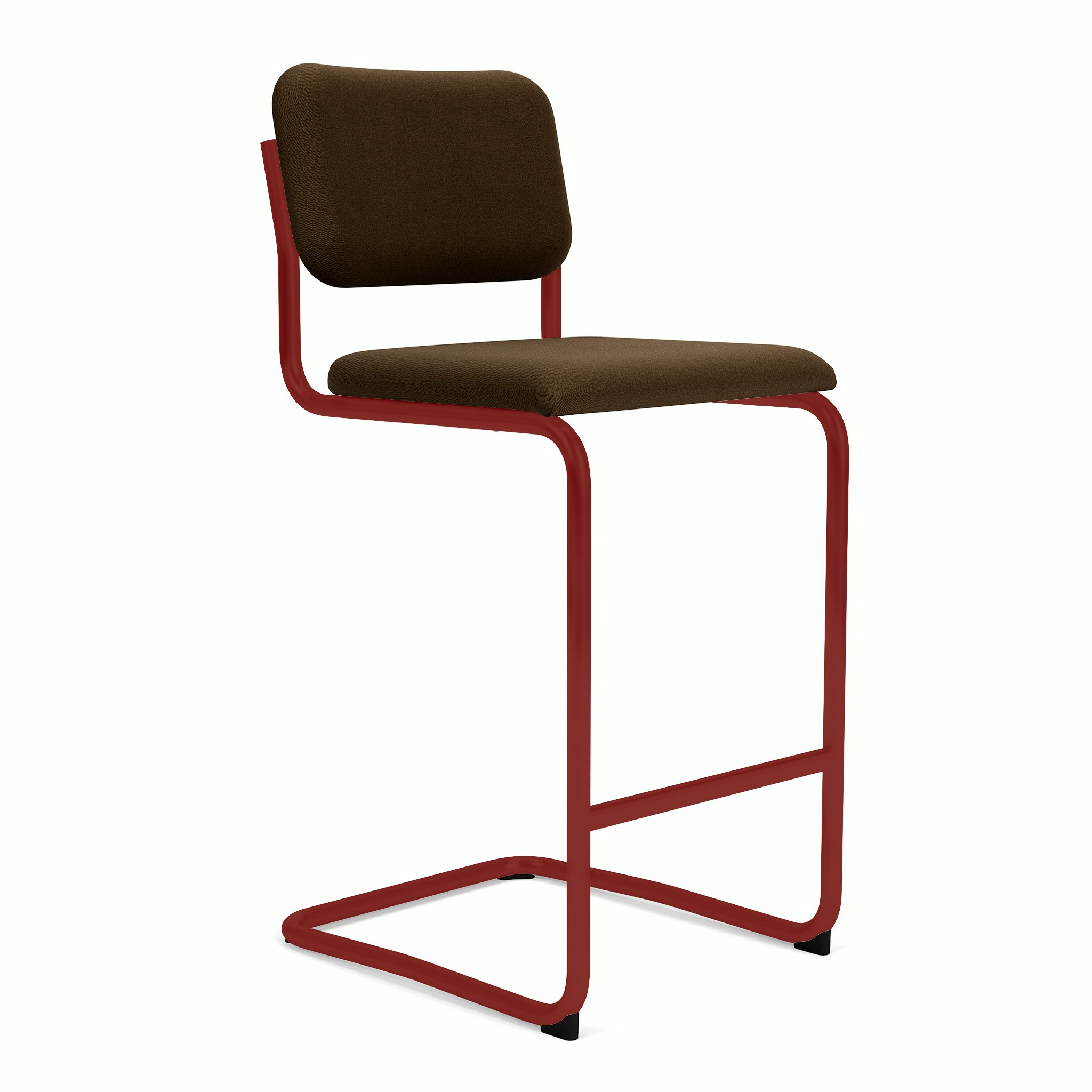 Cesca Upholstered Stool - Bar Height ,  Fully upholstered,   hourglass,  mocha,  red frame