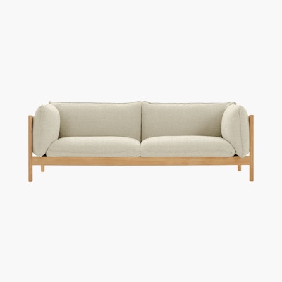 A front view of a tan Arbour Sofa.