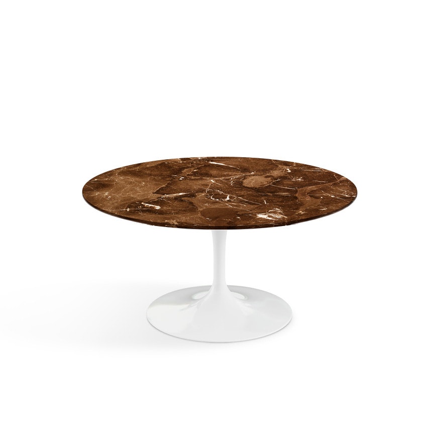 Saarinen Coffee Table - 35",  Round,  Satin Coated Marble,  Espresso,  White"