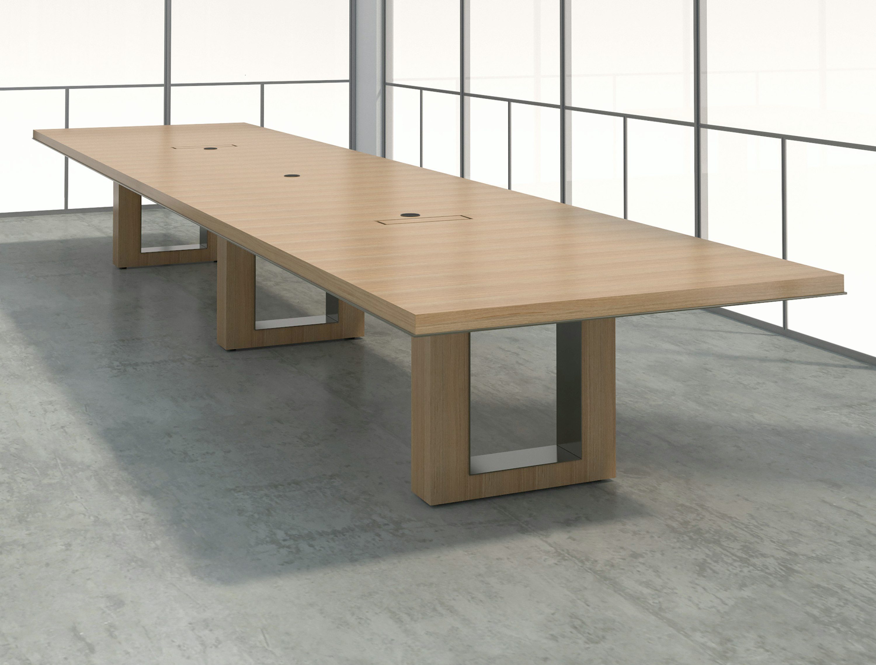 Highline 50 Conference Table with tabletop technology, angled view.