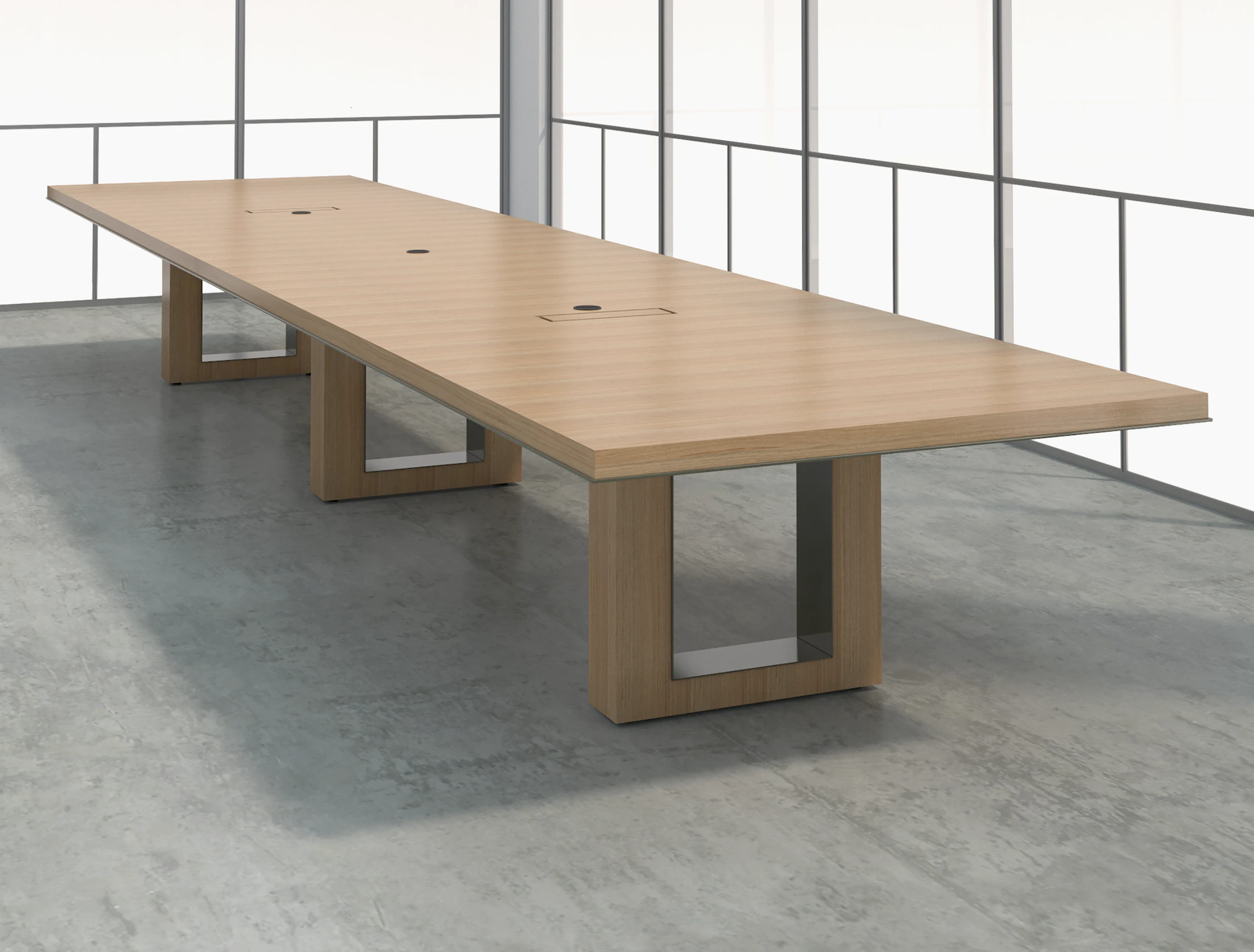 Highline 50 Conference Table with tabletop technology, angled view.