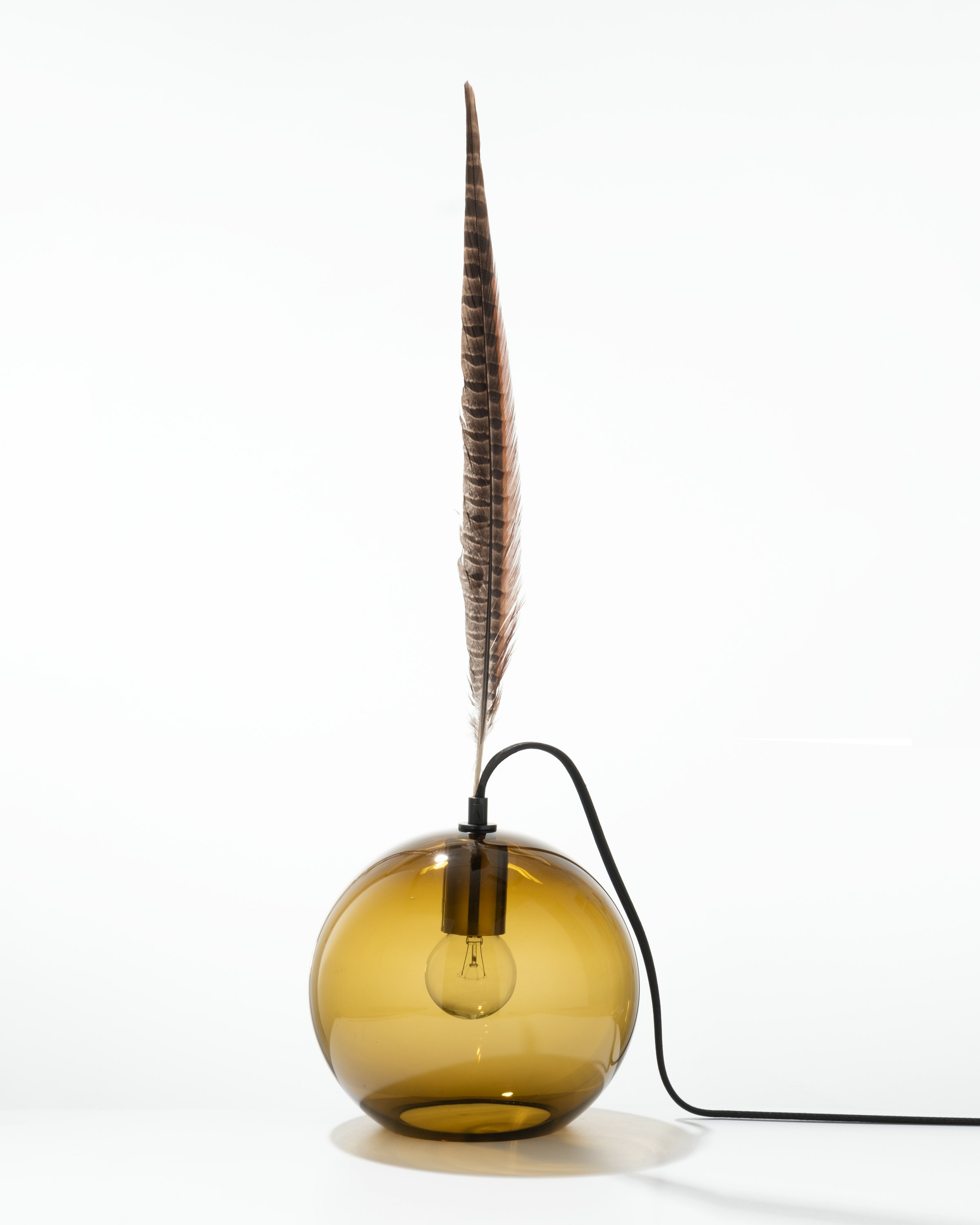 The Smoky Feather Table Lamp - 8inch, Brown Feather