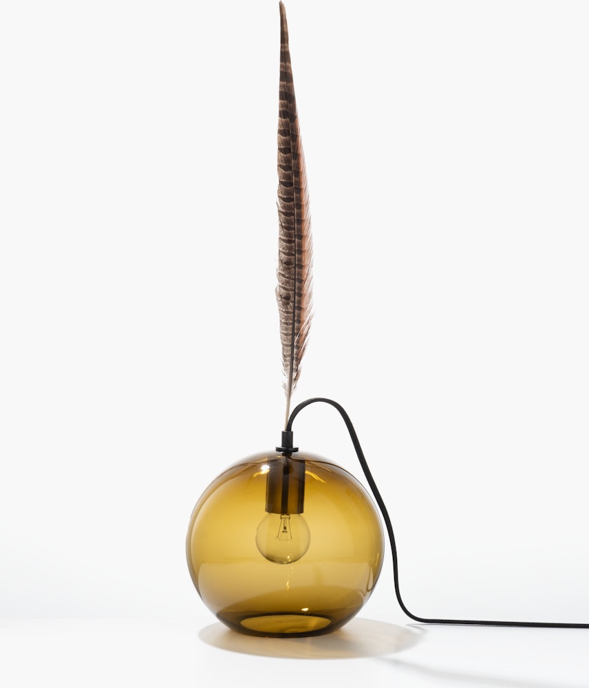 The Smoky Feather Table Lamp - 8inch, Brown Feather