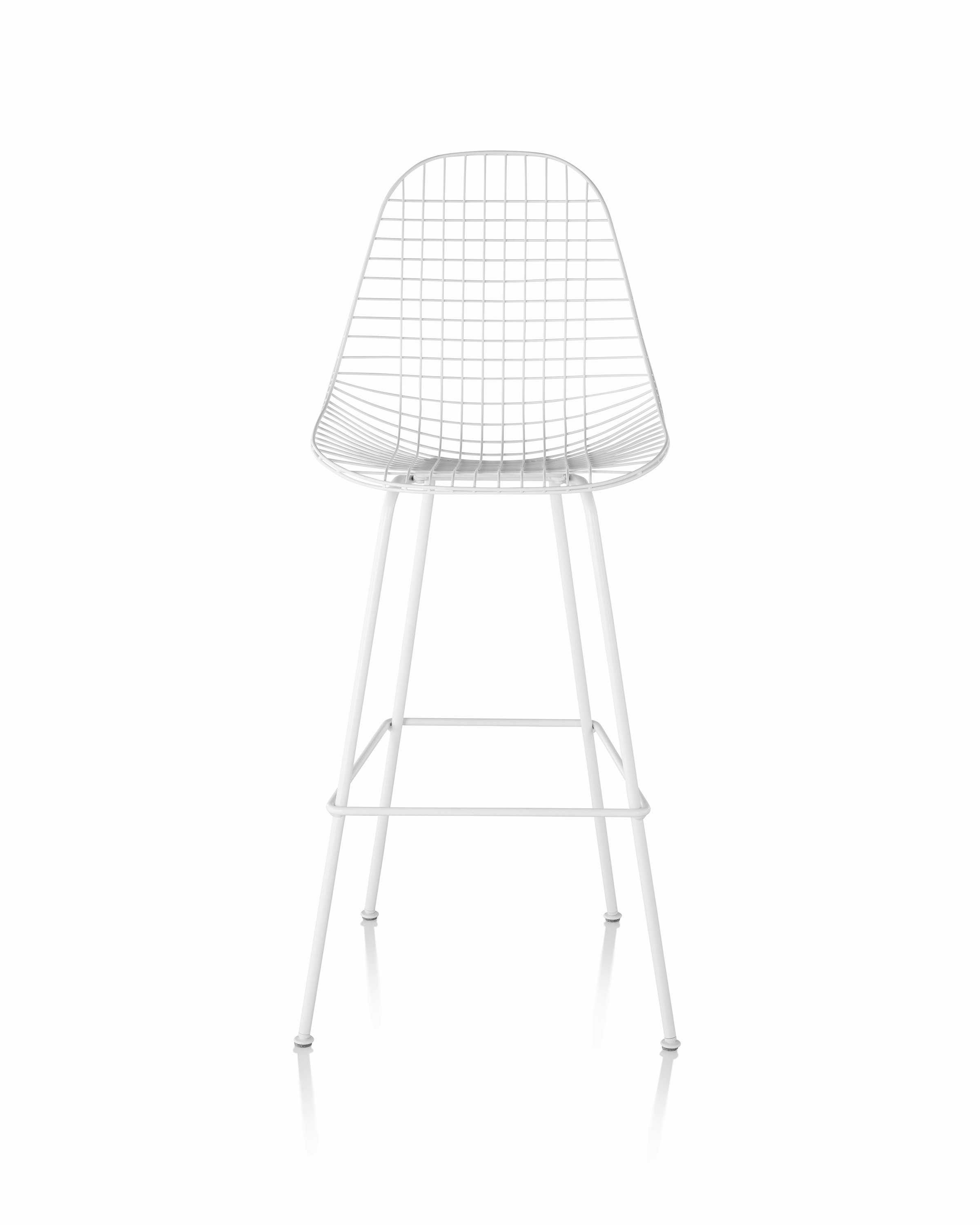 Eames Wire Stool Outdoor with white finish and bar height base.