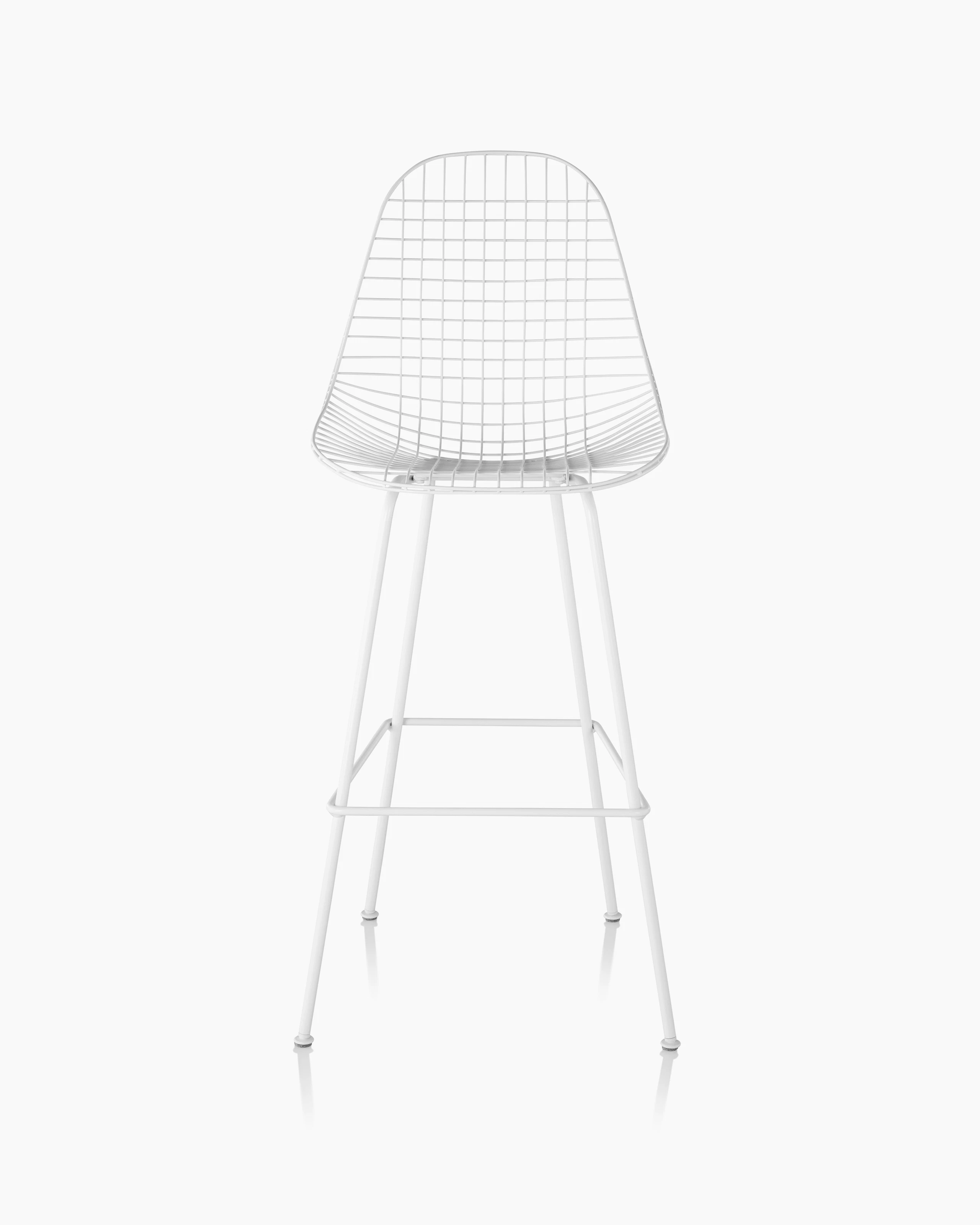 Eames Wire Stool Outdoor with white finish and bar height base.
