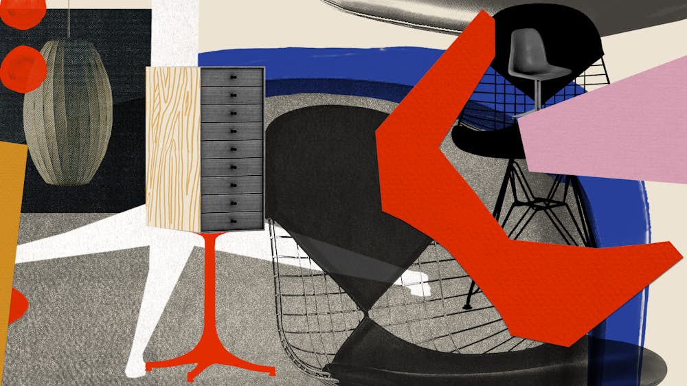 An illustration highlighting key moments in Herman Miller's history.