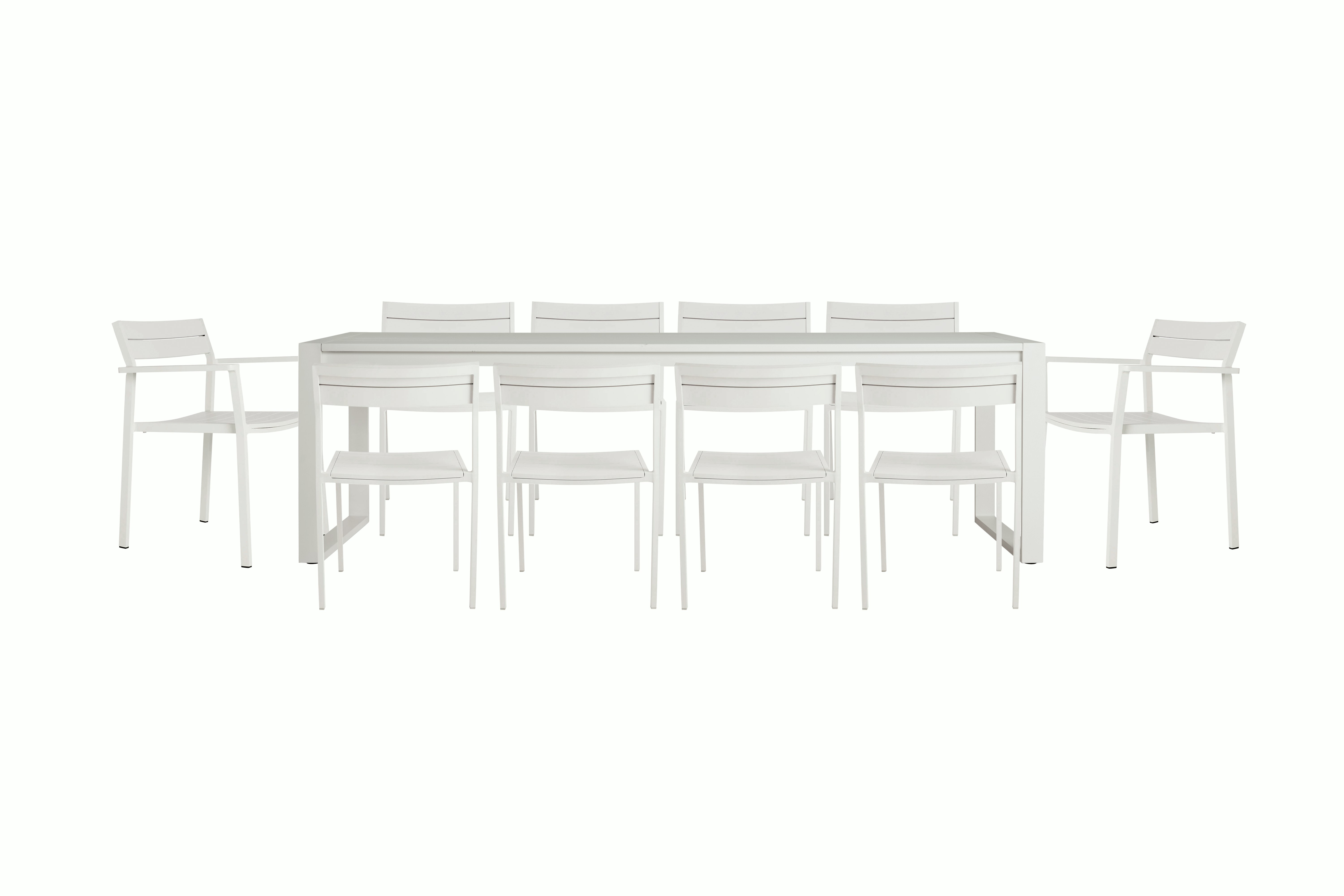 Eos Communal Table Set, 2 Armchairs & 8 Side Chairs