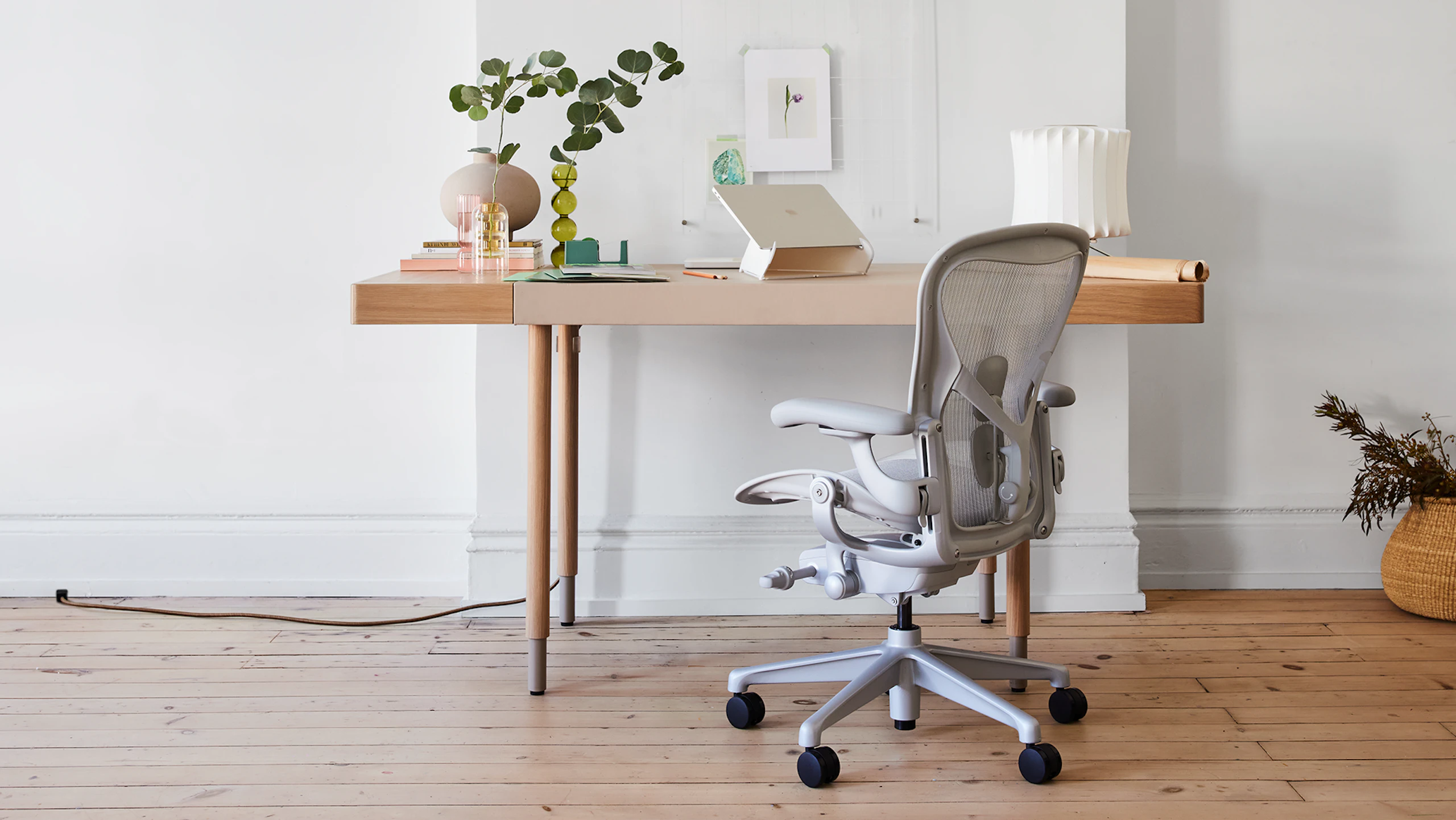 Herman Miller Aeron Chair and Leatherwrap Desk