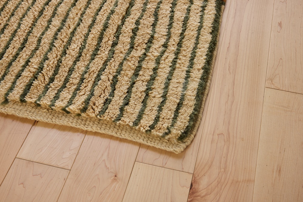 Borderline Wool Moroccan Rug - Ochre,  Runner