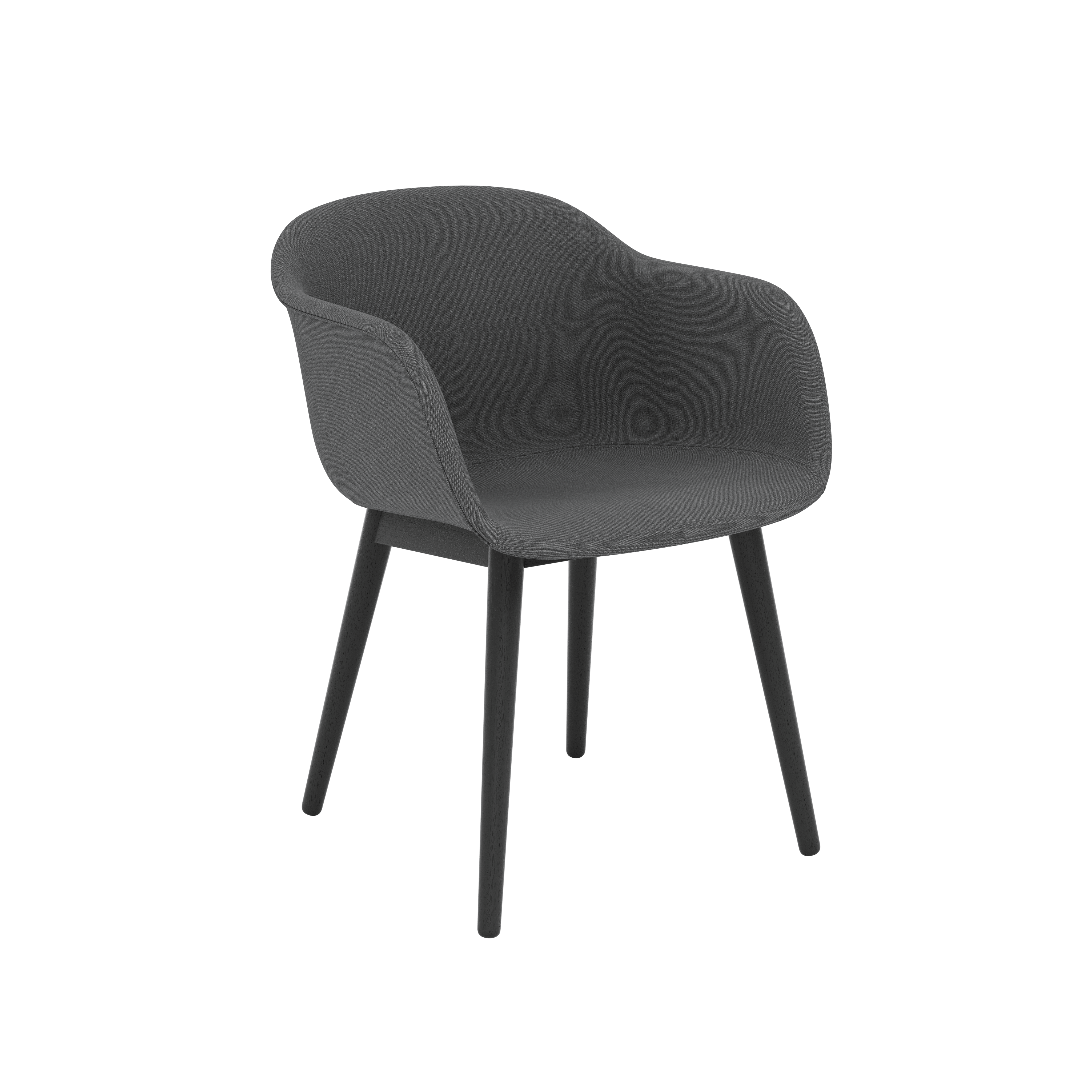 Fiber Dining Chair - Armchair,  Remix,  163 Dark Grey,  Black Oak