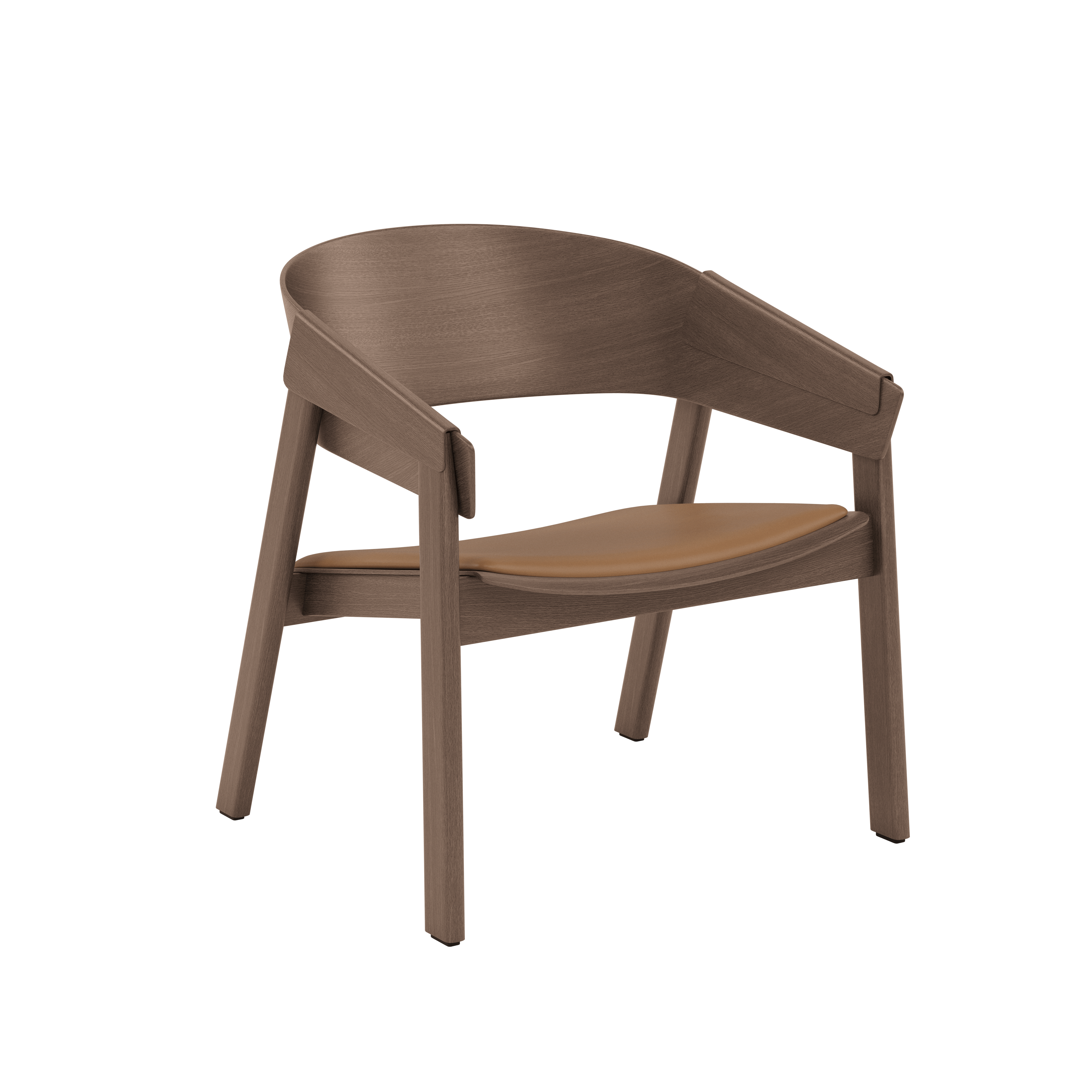 Cover Lounge Chair, Dark Stained oak, Refine leather cognac
