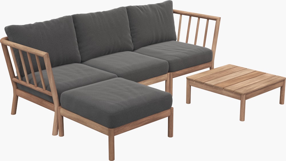 Tradition Outdoor Chaise Sectional with Table - Charcoal