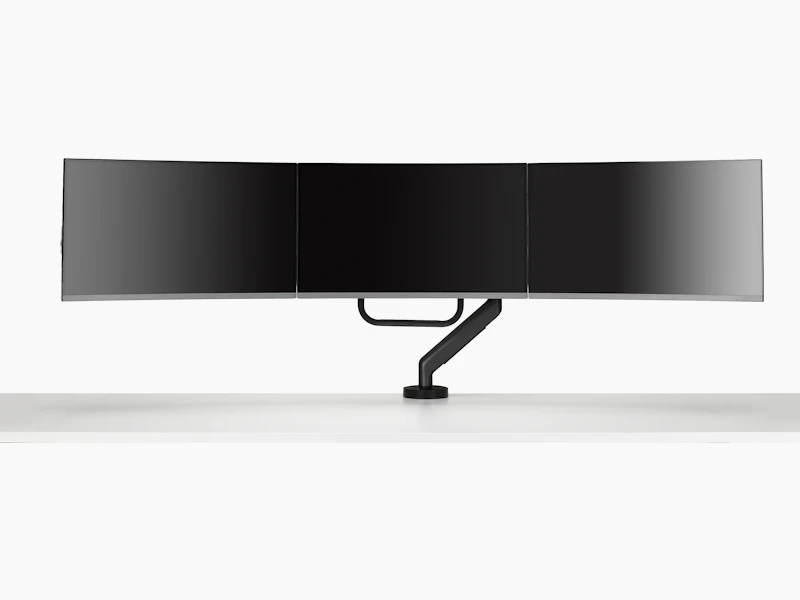 Black Flo X triple screen set up, viewed from the front