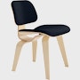 Eames Molded Plywood Dining Chair Wood Base (DCW) in White Ash,  Prone Leather,  Sail