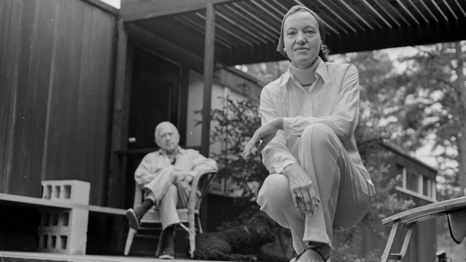 Marcel and Connie Breuer on the deck of the cottage, circa 1970. Photo by Tamas Breuer, courtesy of Cape Cod Modern House Trust.