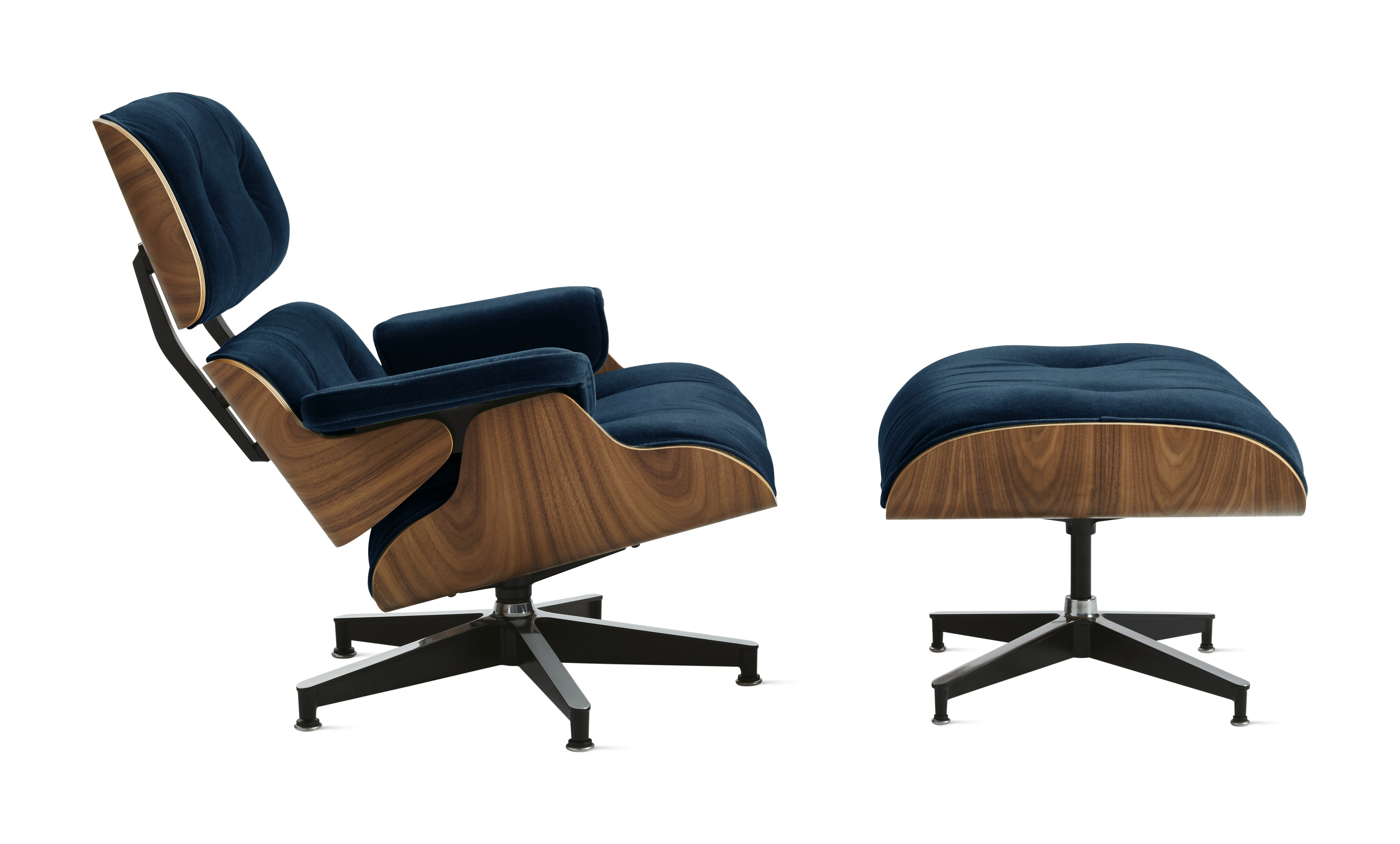 Eames Lounge & Ottoman  - Walnut,  Mohair Supreme,  Aviator