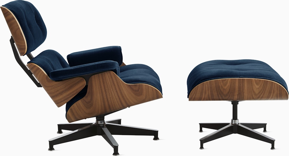 Eames Lounge & Ottoman  - Walnut,  Mohair Supreme,  Aviator