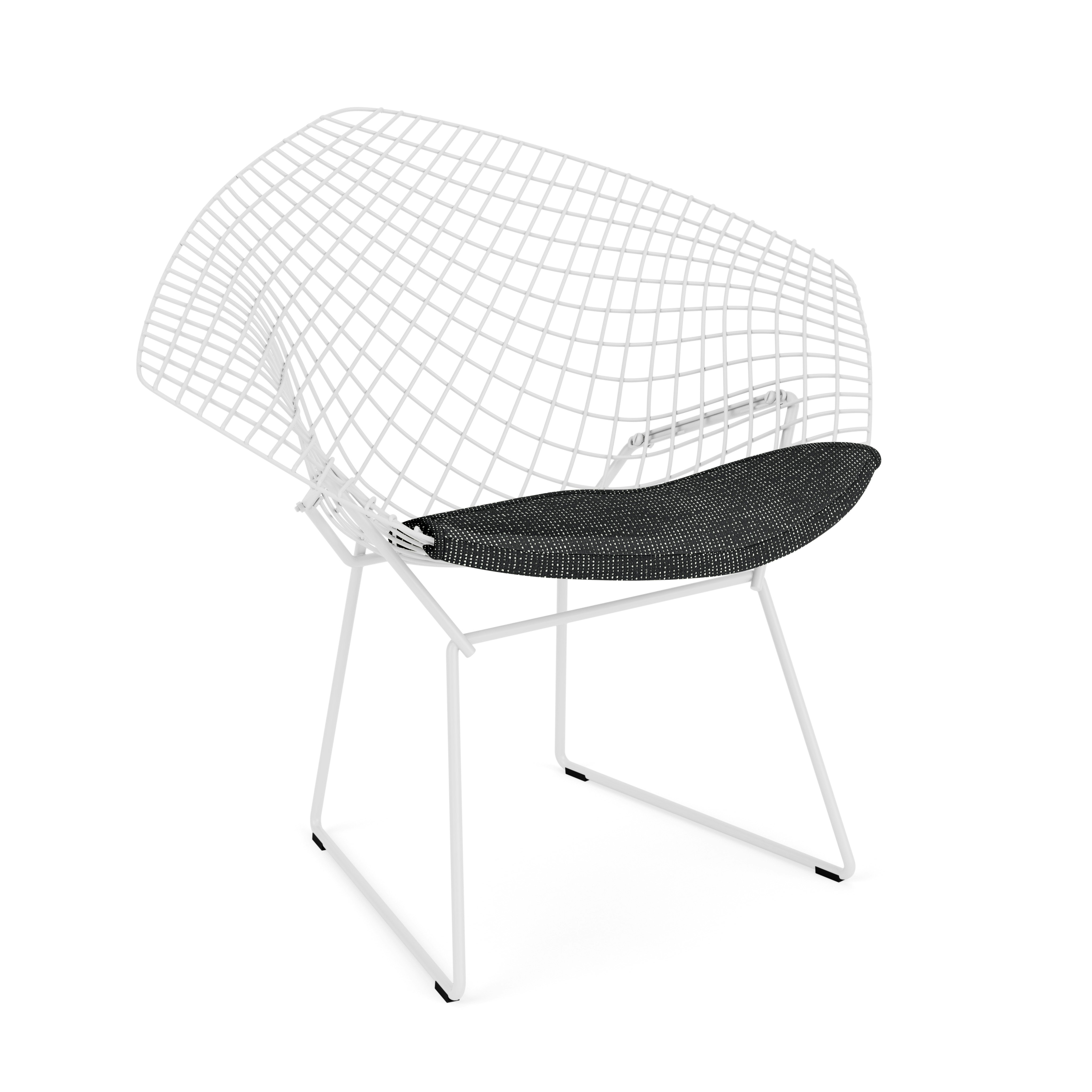 Bertoia Diamond Chair,  White,  Seat Pad,  Prestini,  Black and White