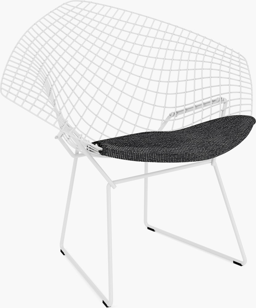 Bertoia Diamond Chair,  White,  Seat Pad,  Prestini,  Black and White