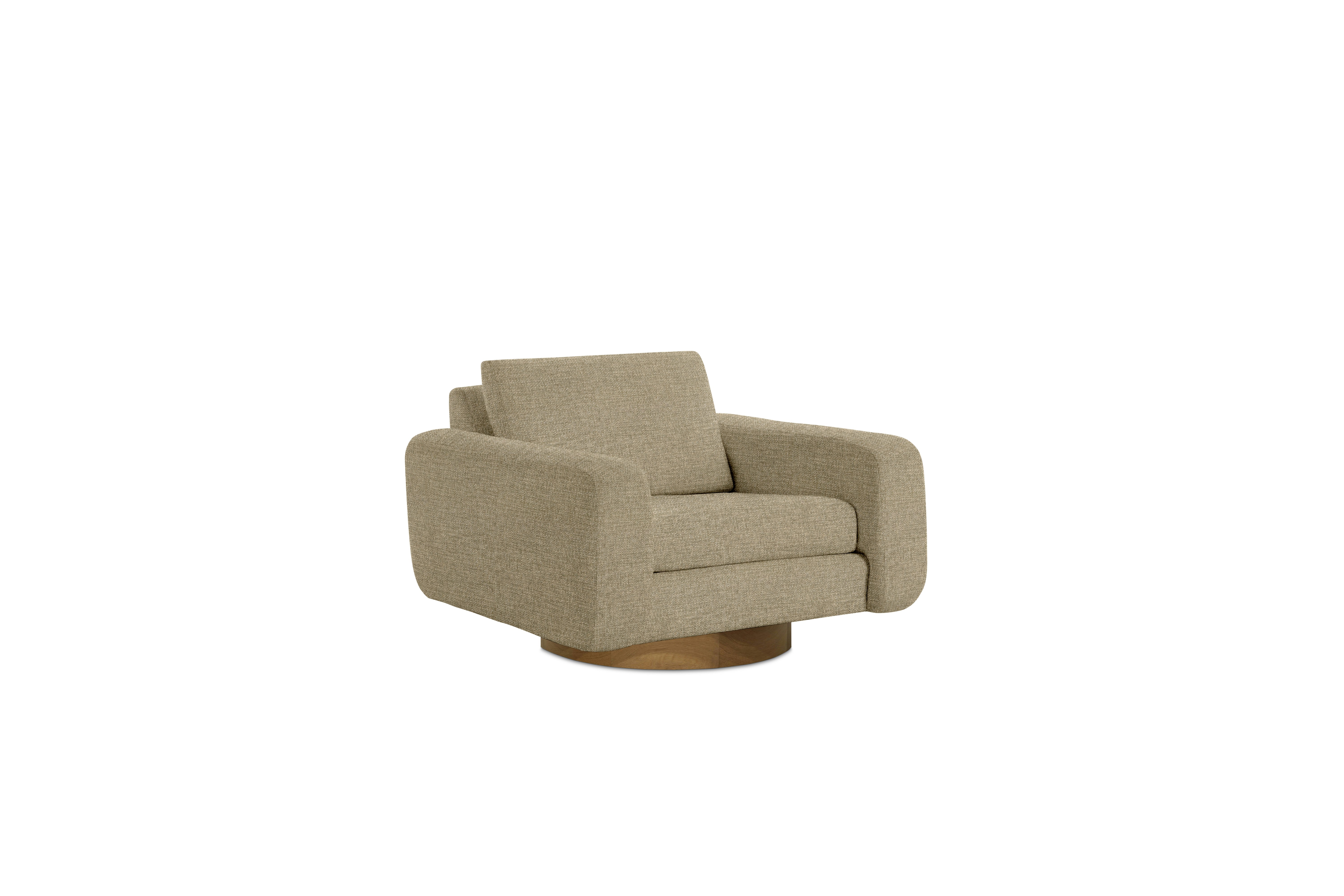 Mesa Lounge Swivel Chair - Amelia,  Oat,  Walnut