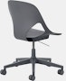 Rear angle view of a dark grey armless Zeph chair.