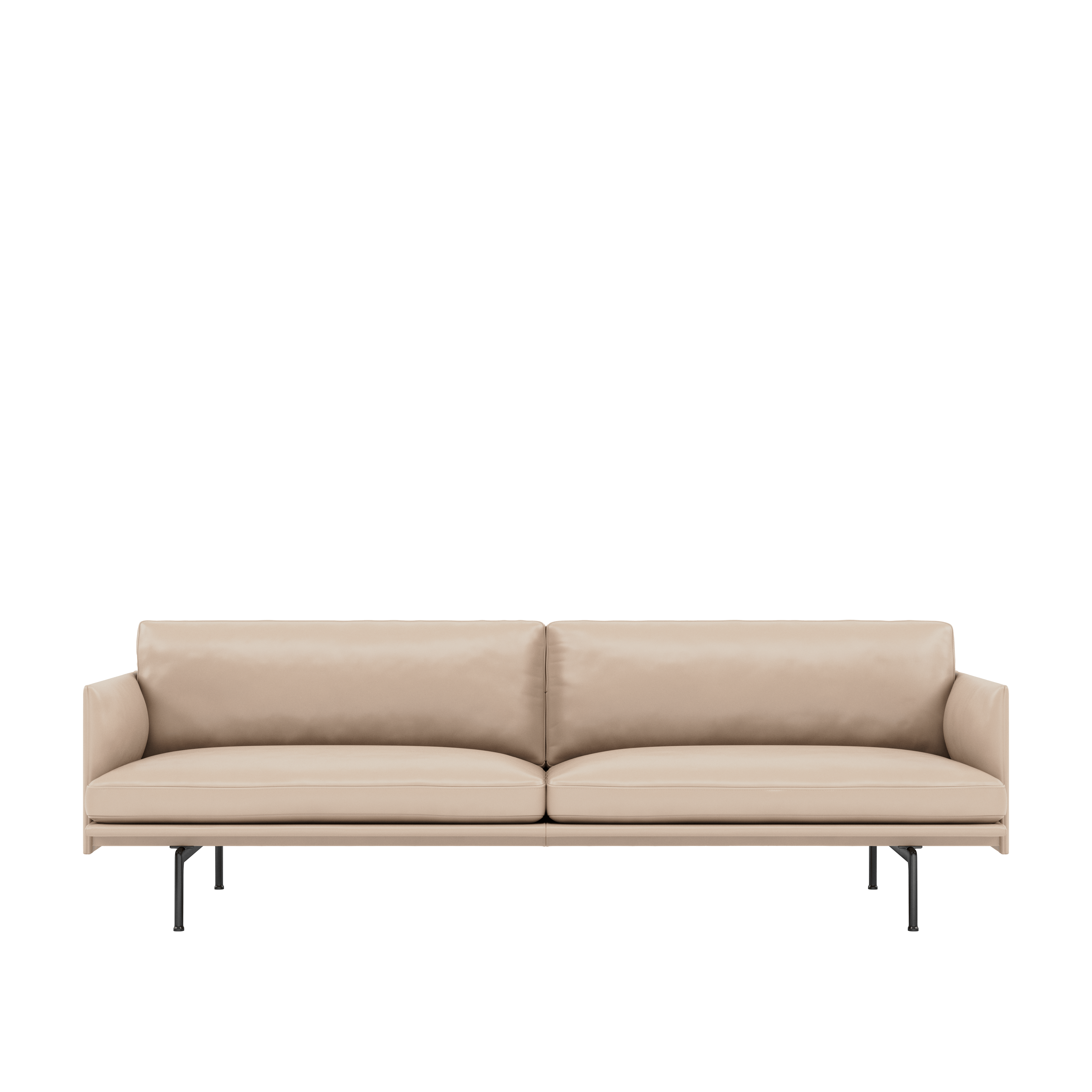 Outline Sofa, 3-Seater,  Black,  Refine Leather ,CREAM