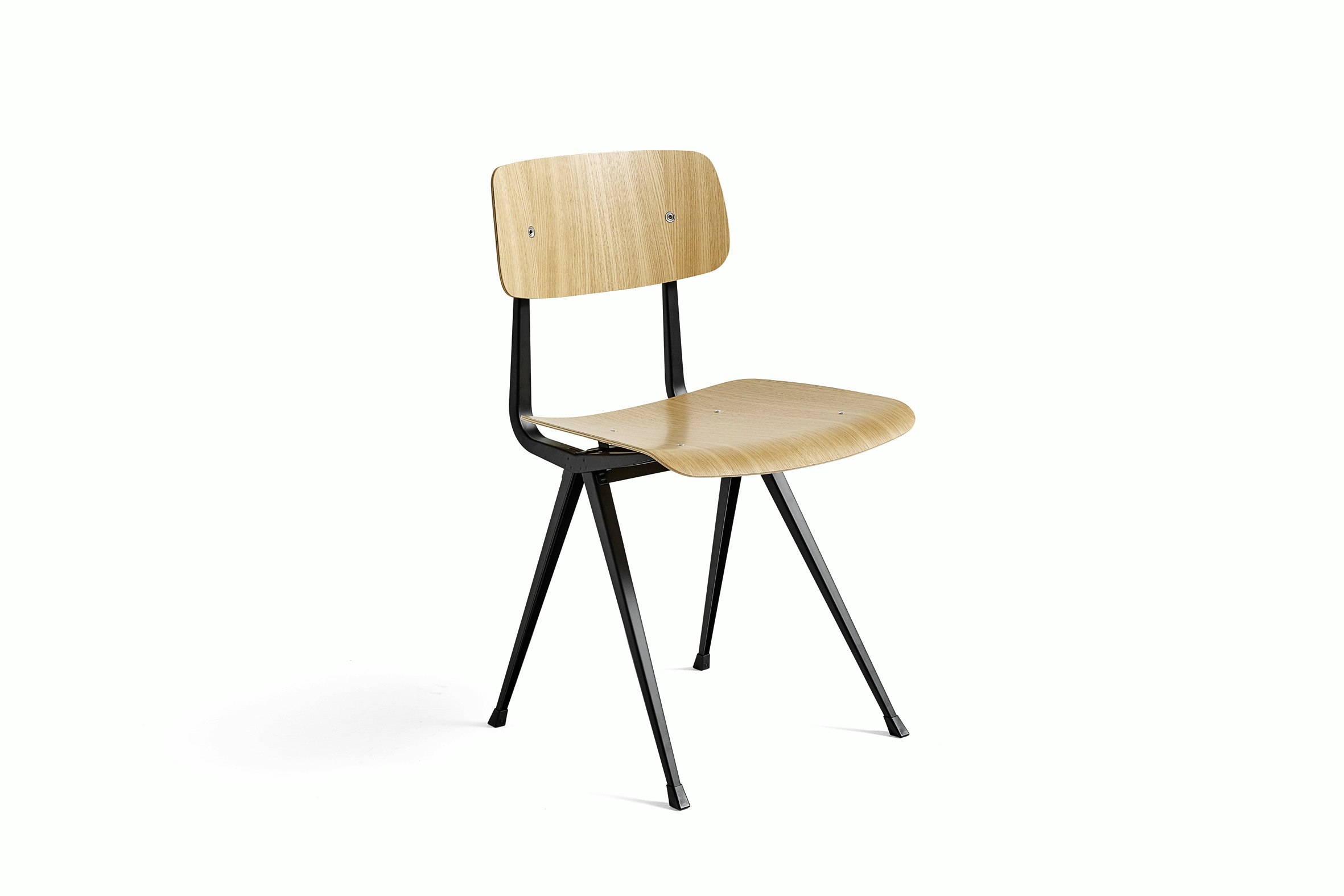 Oak Result Chair with black frame, viewed at an angle.