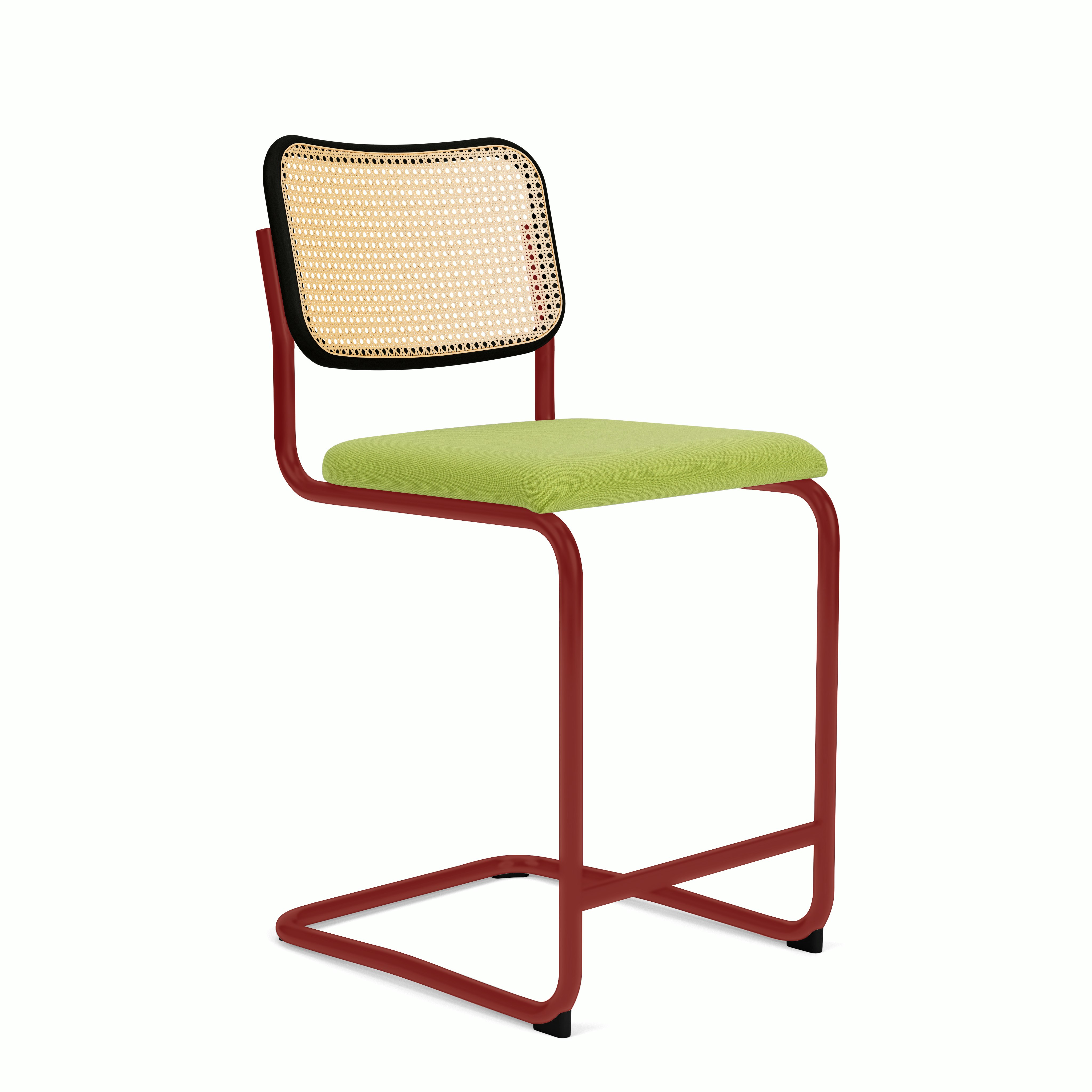 Cesca Upholstered Stool - Ebonized Beech ,  Counter Height ,  Seat Pad,  hourglass,  spring,  red frame