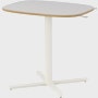 Large Passport Work Table with white surface, plywood edge and white base.