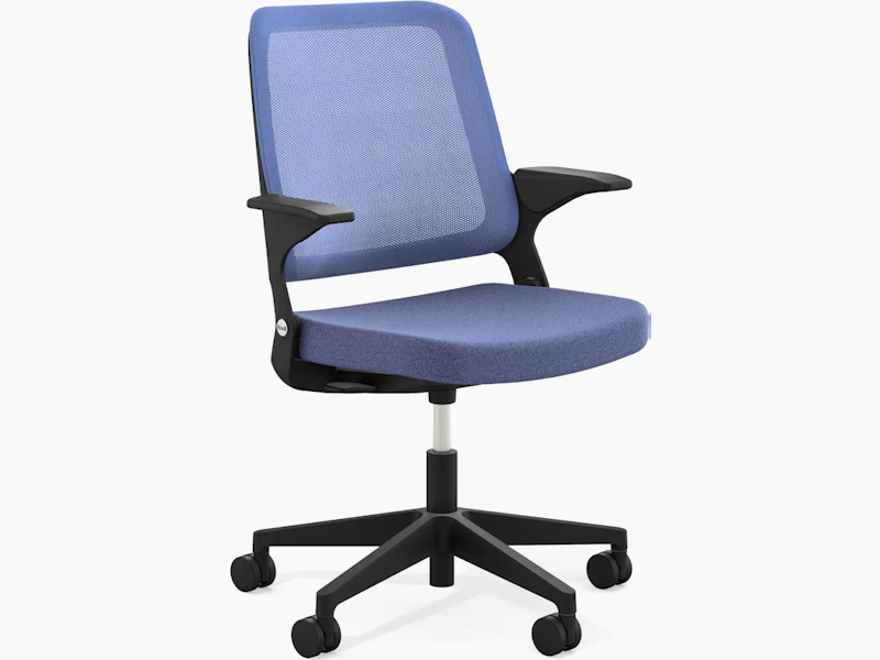 Ollo Chair - Arms, Blueberry, Blueberry, Black, Plastic, Soft Casters