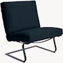 Tugendhat Chair in Knoll Velvet,  Aviator with belting in Belting Leather,  Black and black frame