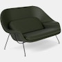 Womb Settee - Volo Leather, Arbor Shade, Black