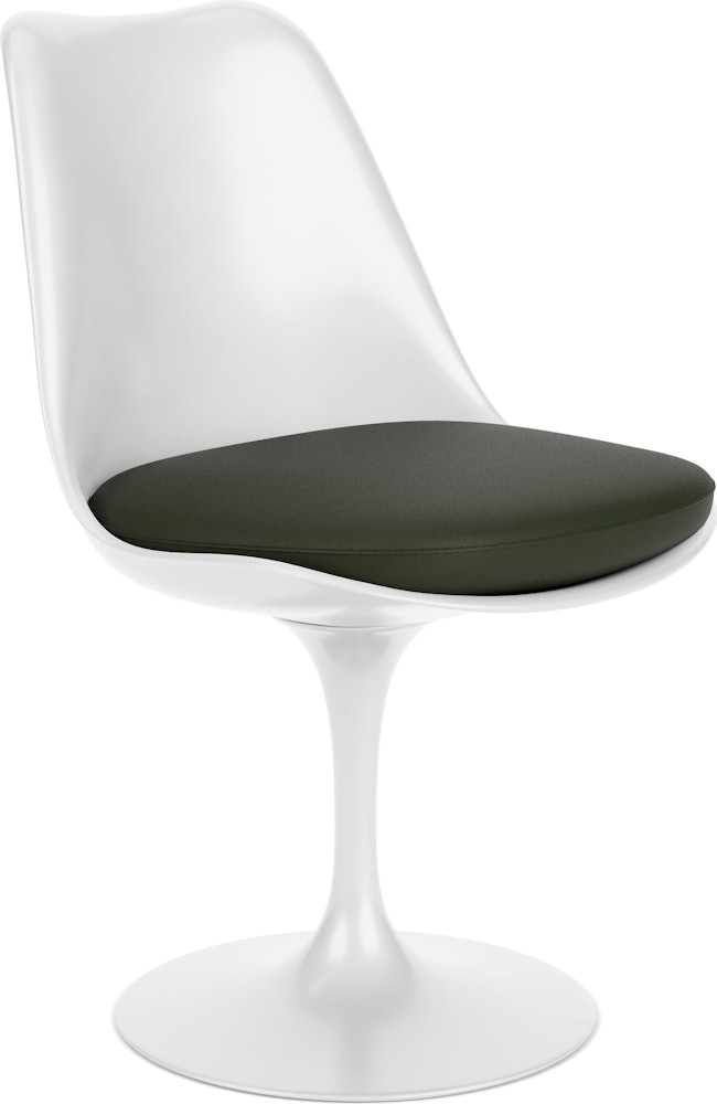 Saarinen Tulip Side Chair - Side Chair, Seat Cushion, Swivel, Volo Leather, Arbor Shade, White