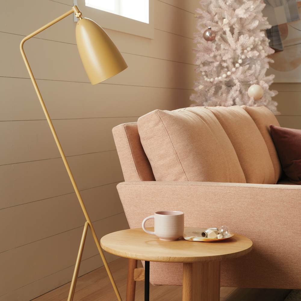 Raleigh Sofa, Grasshopper Floor Lamp and Koku Side Table - Holiday Version