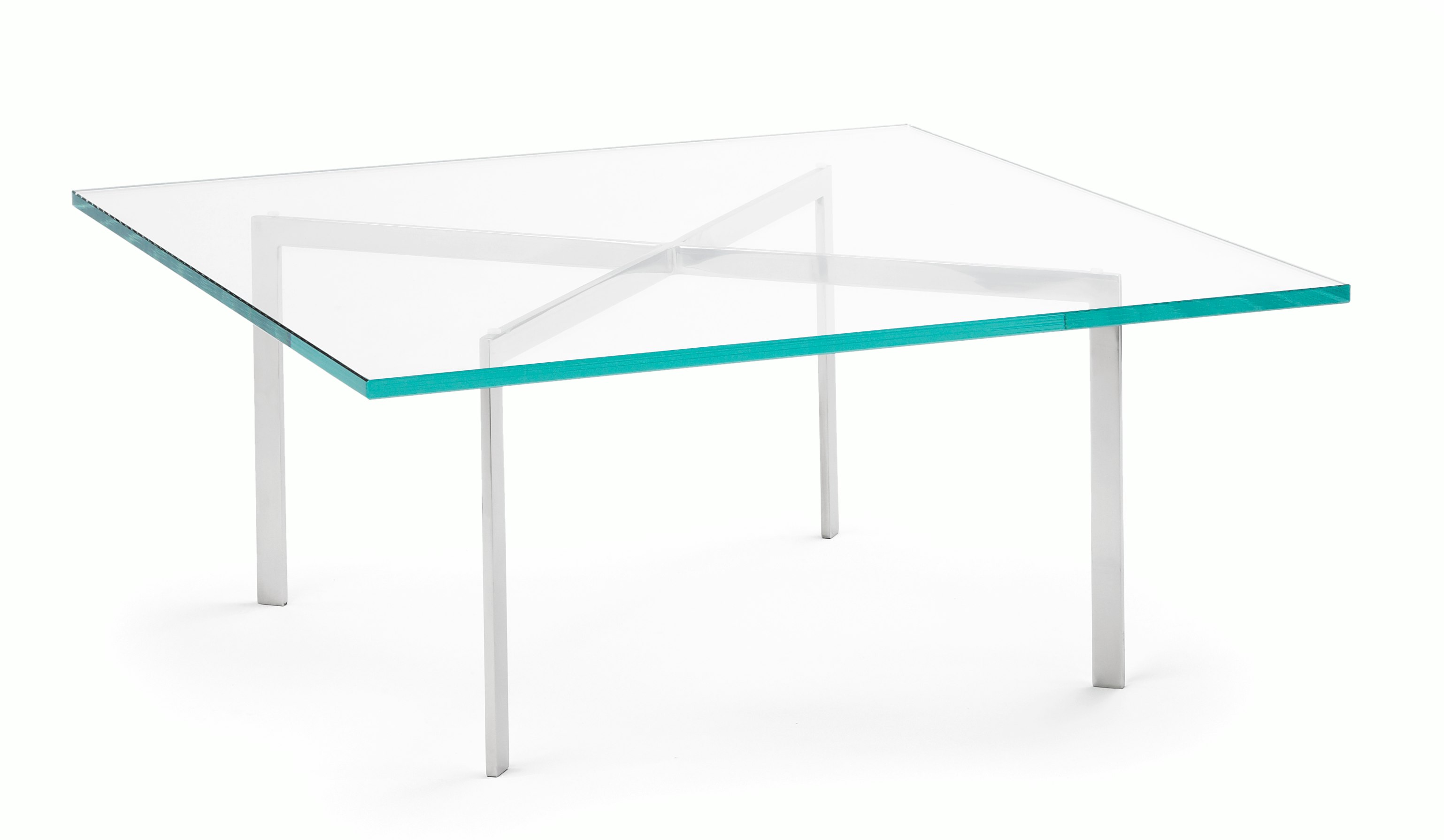 Glass Barcelona Coffee Table with stainless steel base