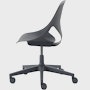Side view of a dark grey armless Zeph chair.