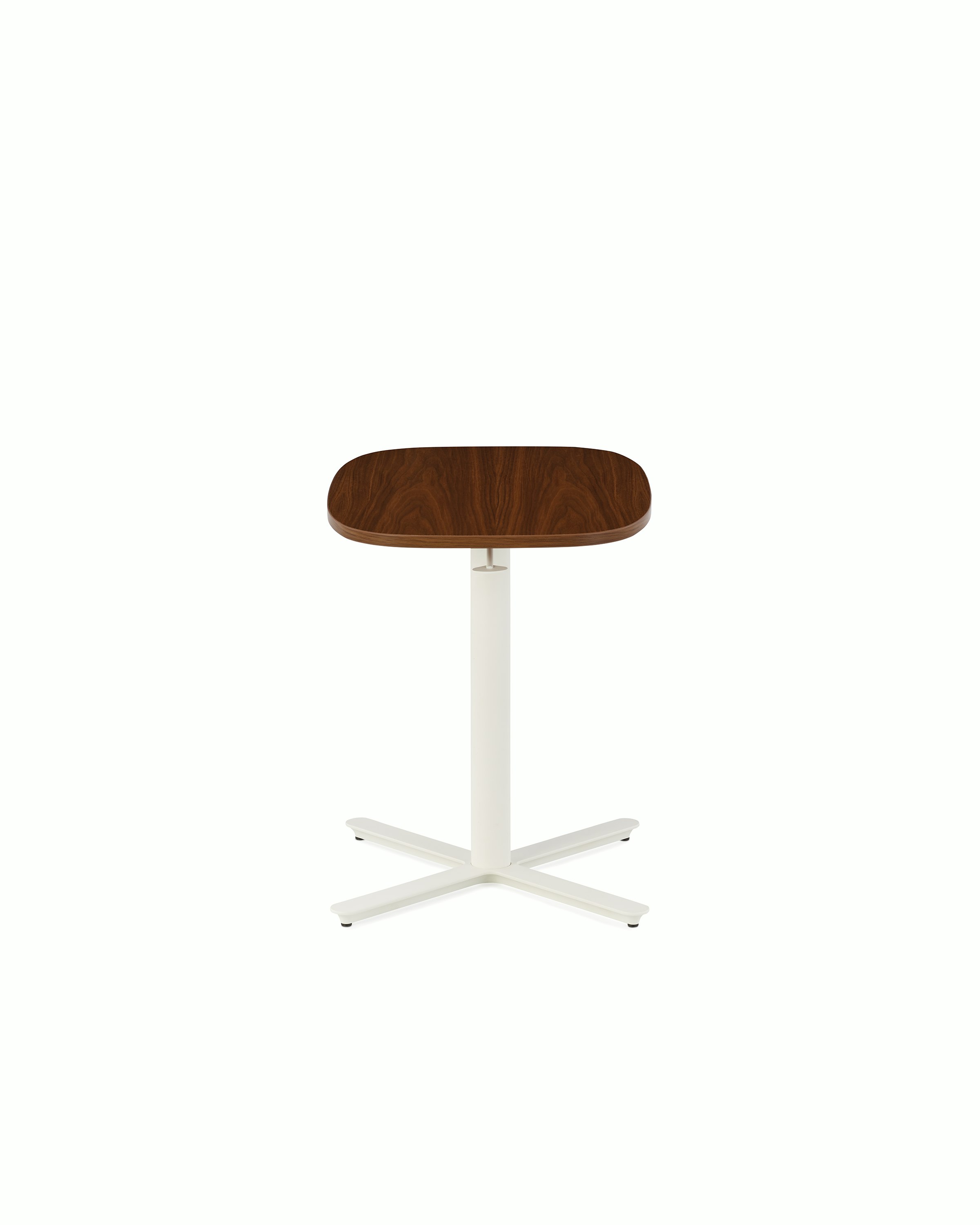 Large Passport Work Table with walnut surface and white base on glide.