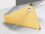 The back of an Oripura Laptop Stand in yellow with a power cable routed through its cable slots.