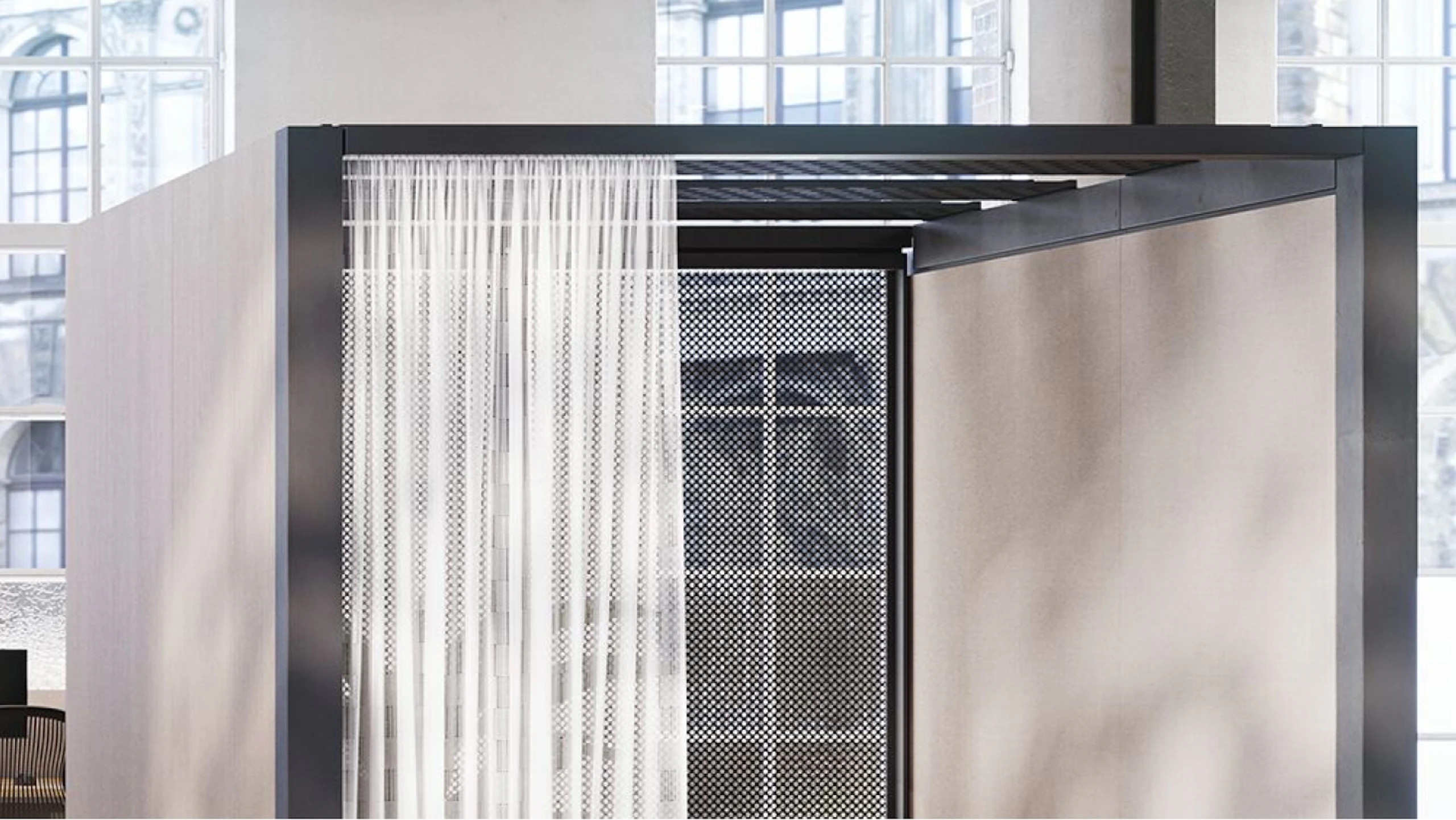 A semi-private individual respite space created using Knoll Rockwell Unscripted Creative Walls