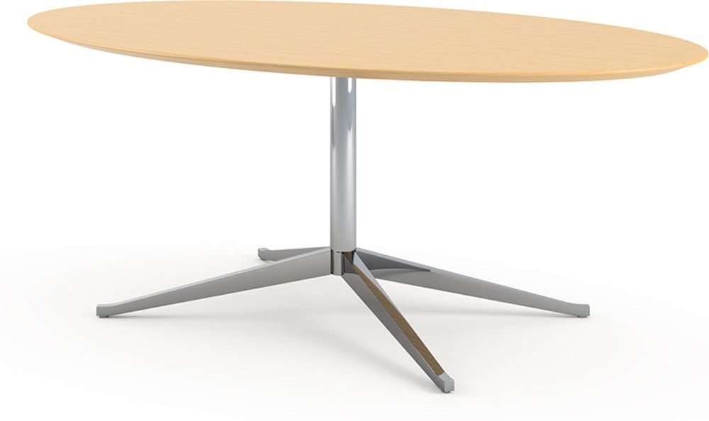 Florence Knoll Table Desk - Oval, 78", Natural Oak, Polished Chrome