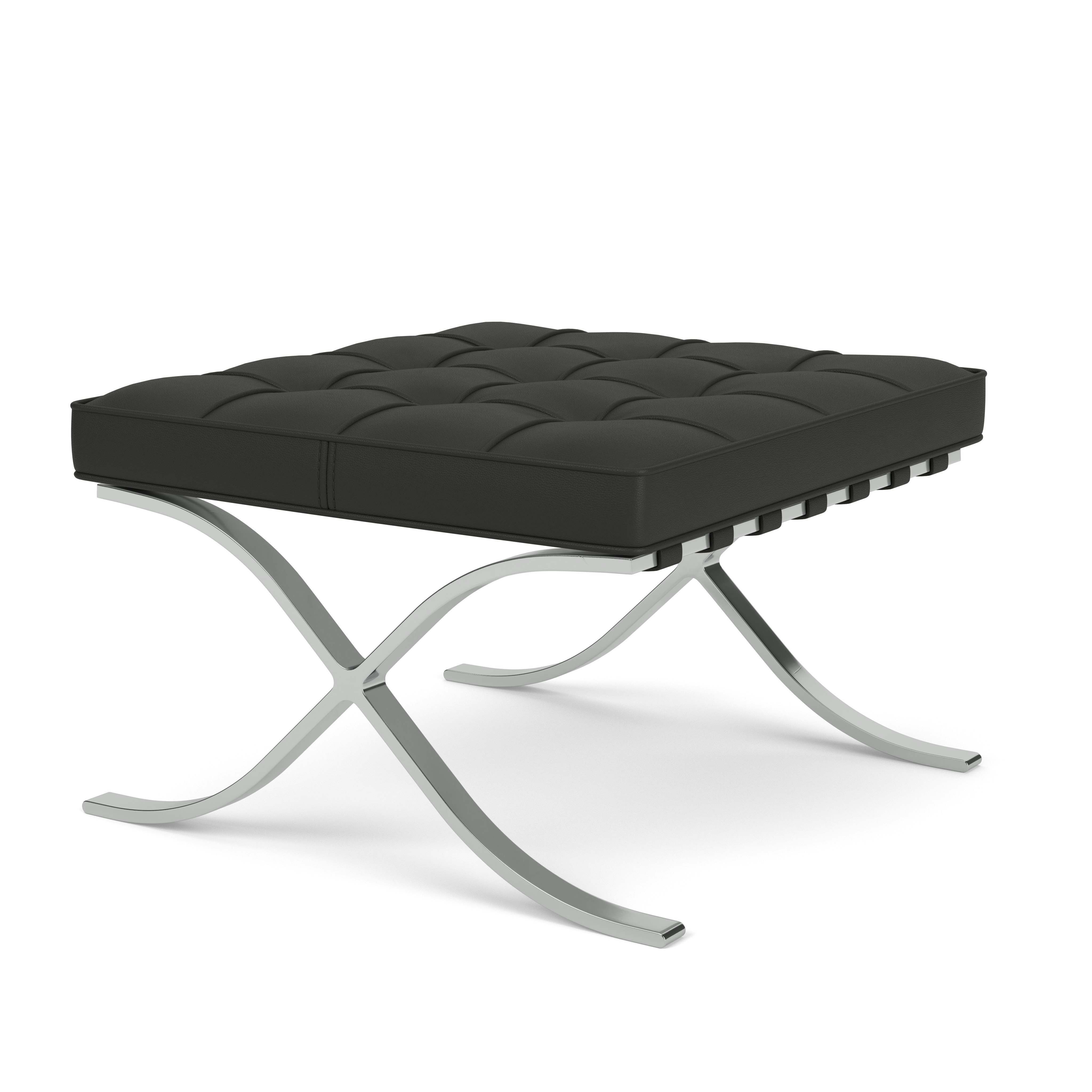 Barcelona Stool - Chrome, Acqua Leather, Black Sea