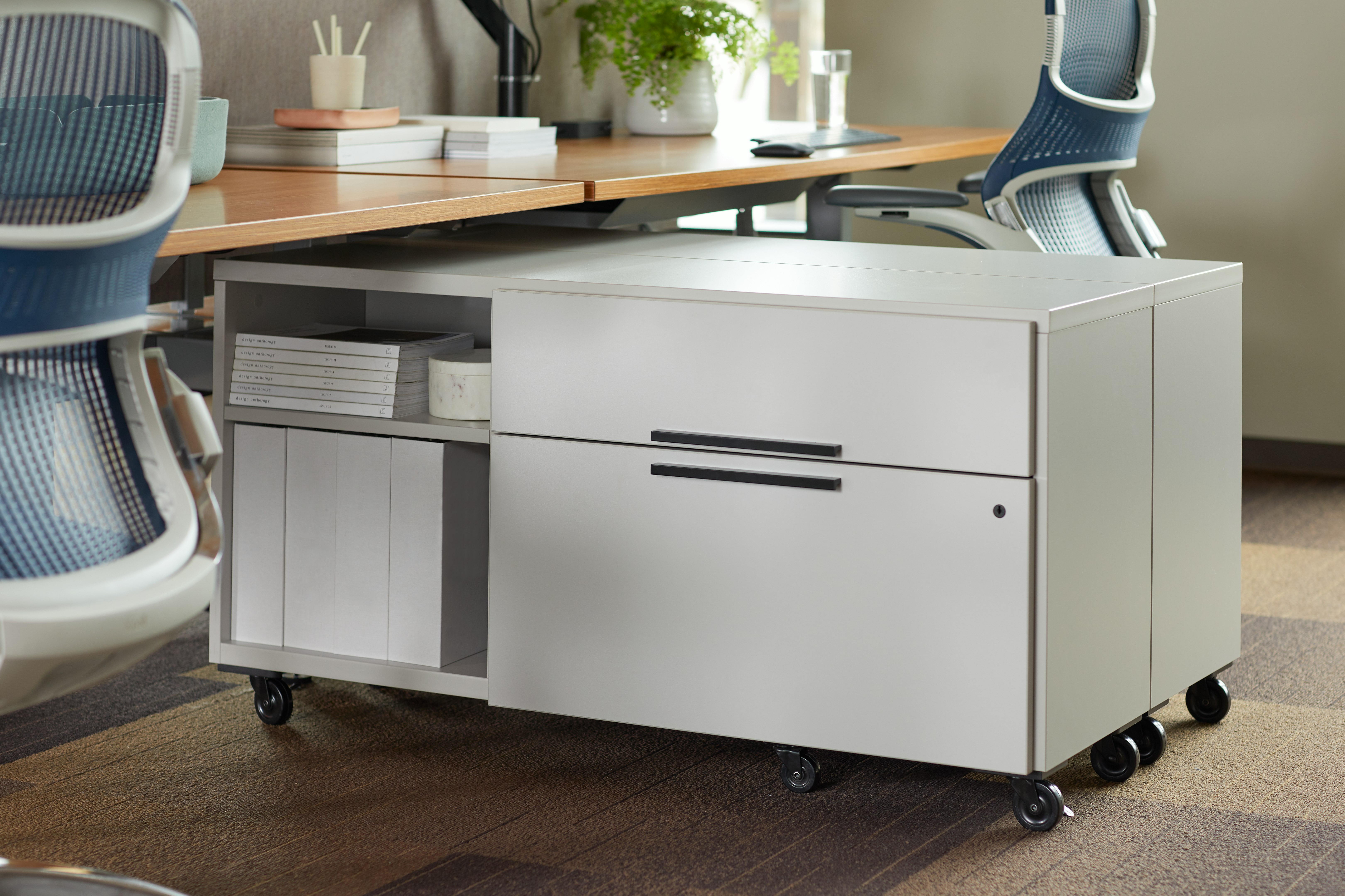 anchor credenza mobile open box file casters storage flexible