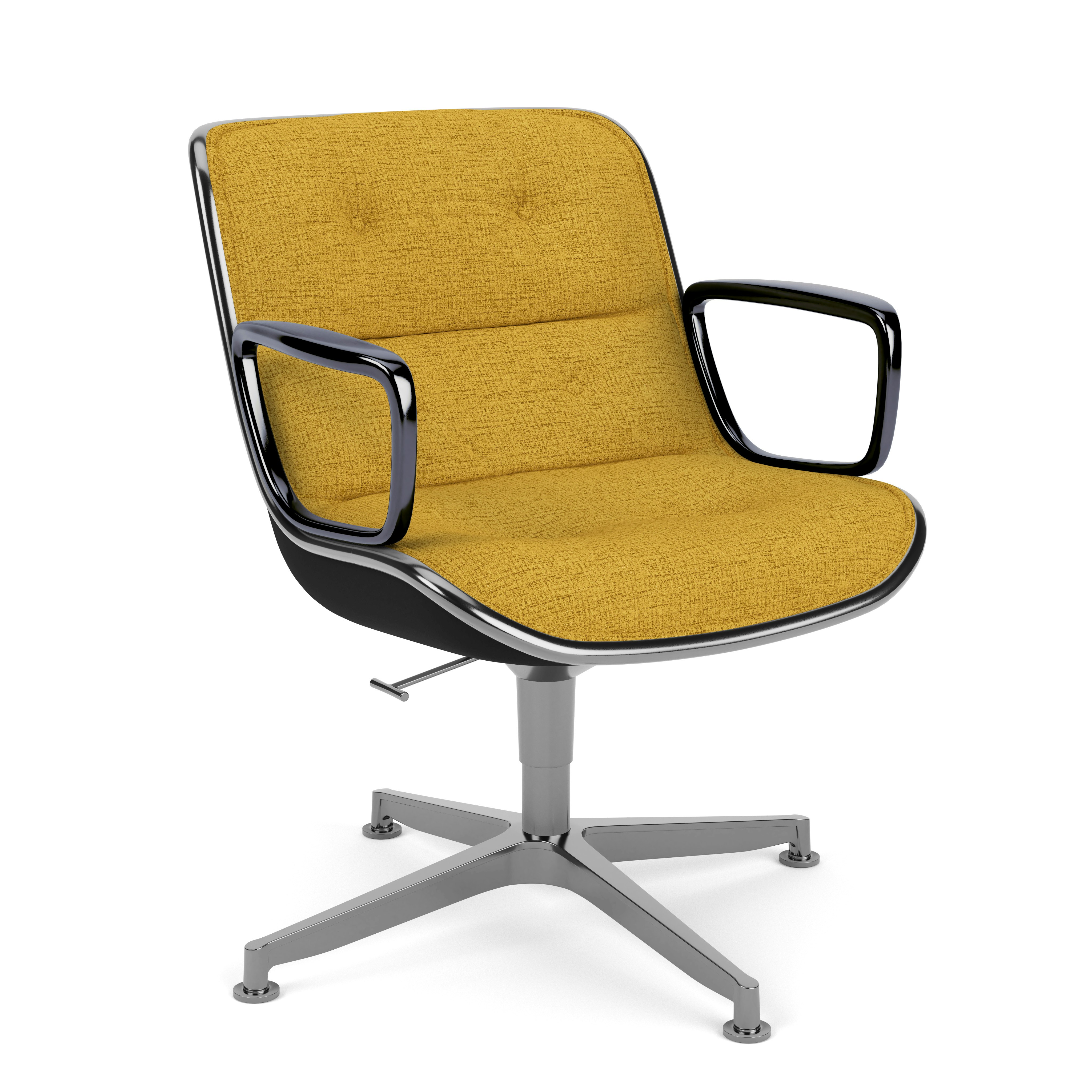 Pollock Executive Armchair - 4 Star, Polished Aluminum, Diva, Daffodil