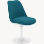 Saarinen Tulip Side Chair - Side Chair, Full Cover, Swivel, Knoll Boucle, Aegean, White