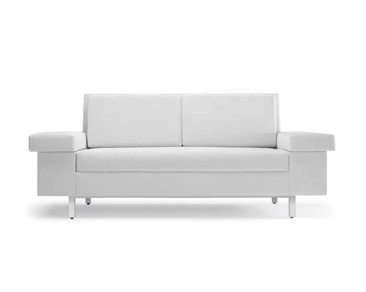 Nemschoff SleepOver Flop Sofa in white upholstery, viewed from the front.