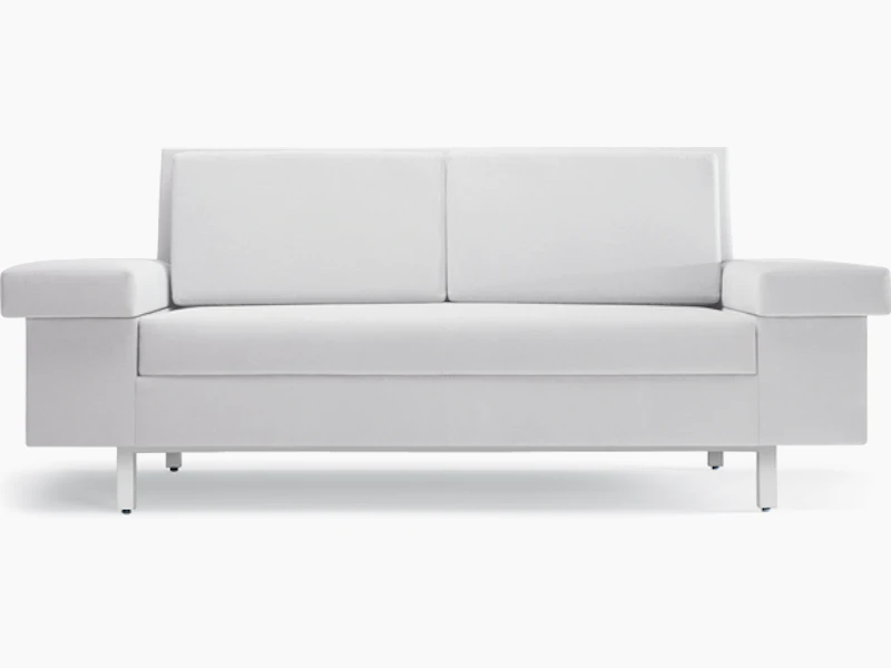 Nemschoff SleepOver Flop Sofa in white upholstery, viewed from the front.