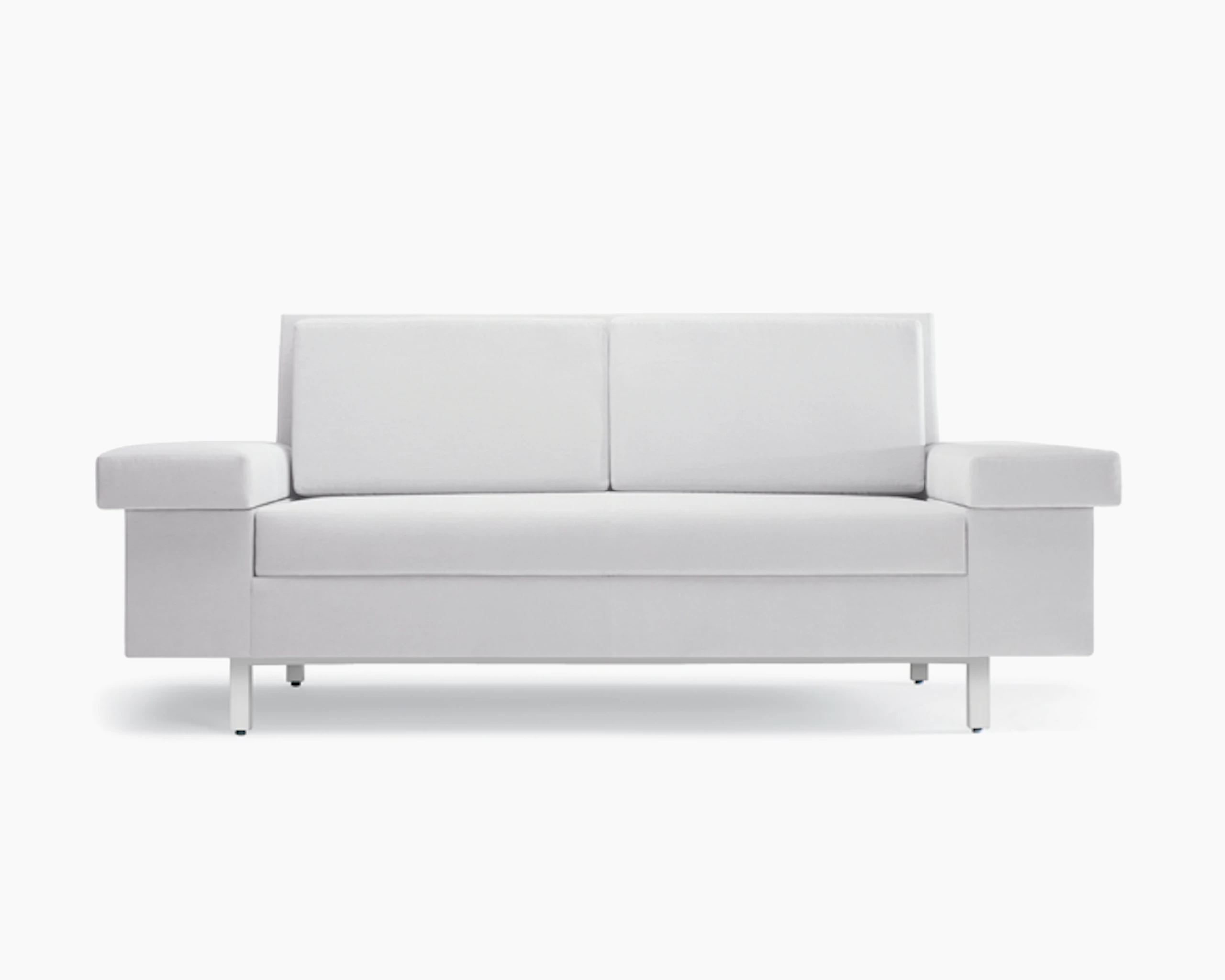 Nemschoff SleepOver Flop Sofa in white upholstery, viewed from the front.